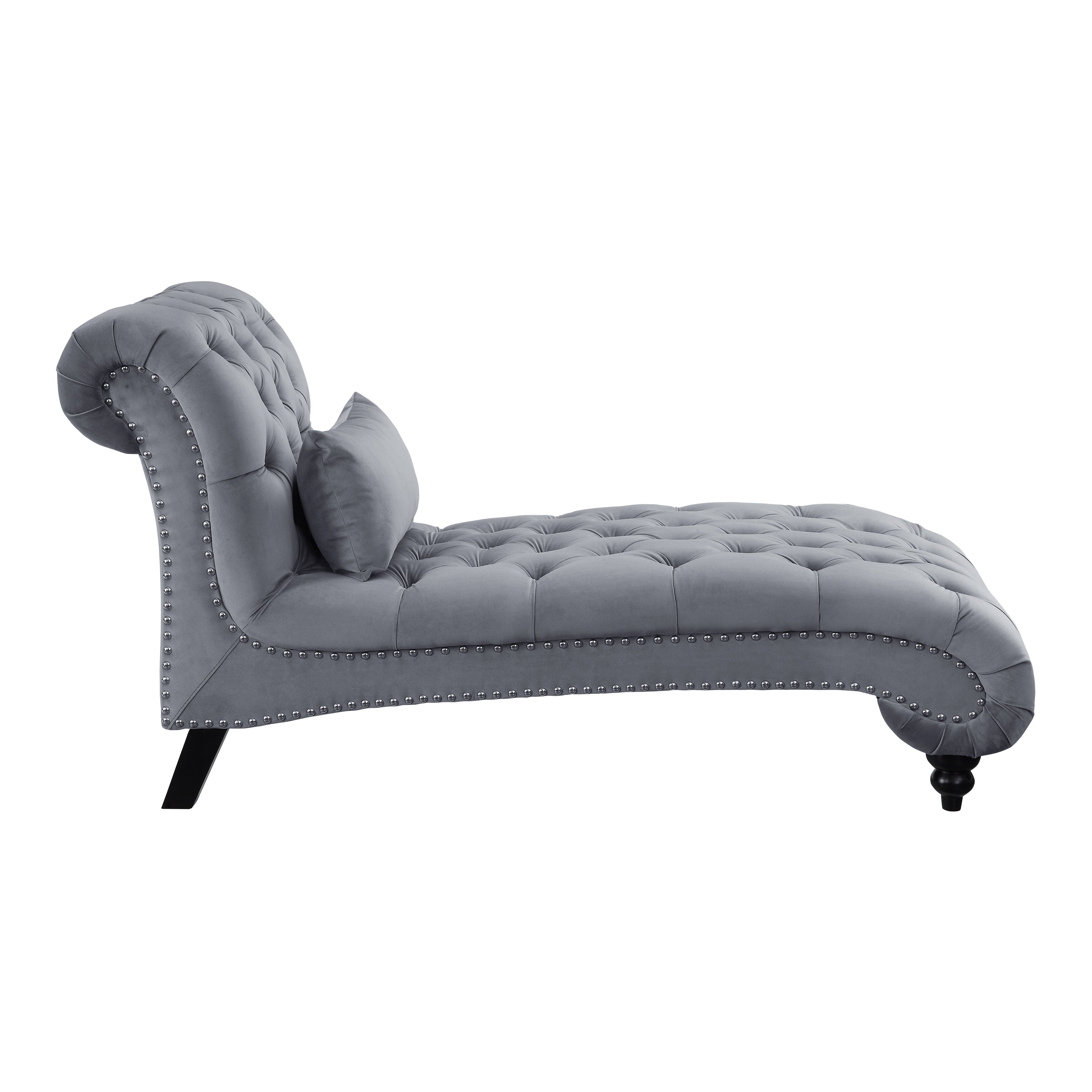 Rosalie Dark Gray Velvet Chaise - 9330DG-5 - Bien Home Furniture & Electronics