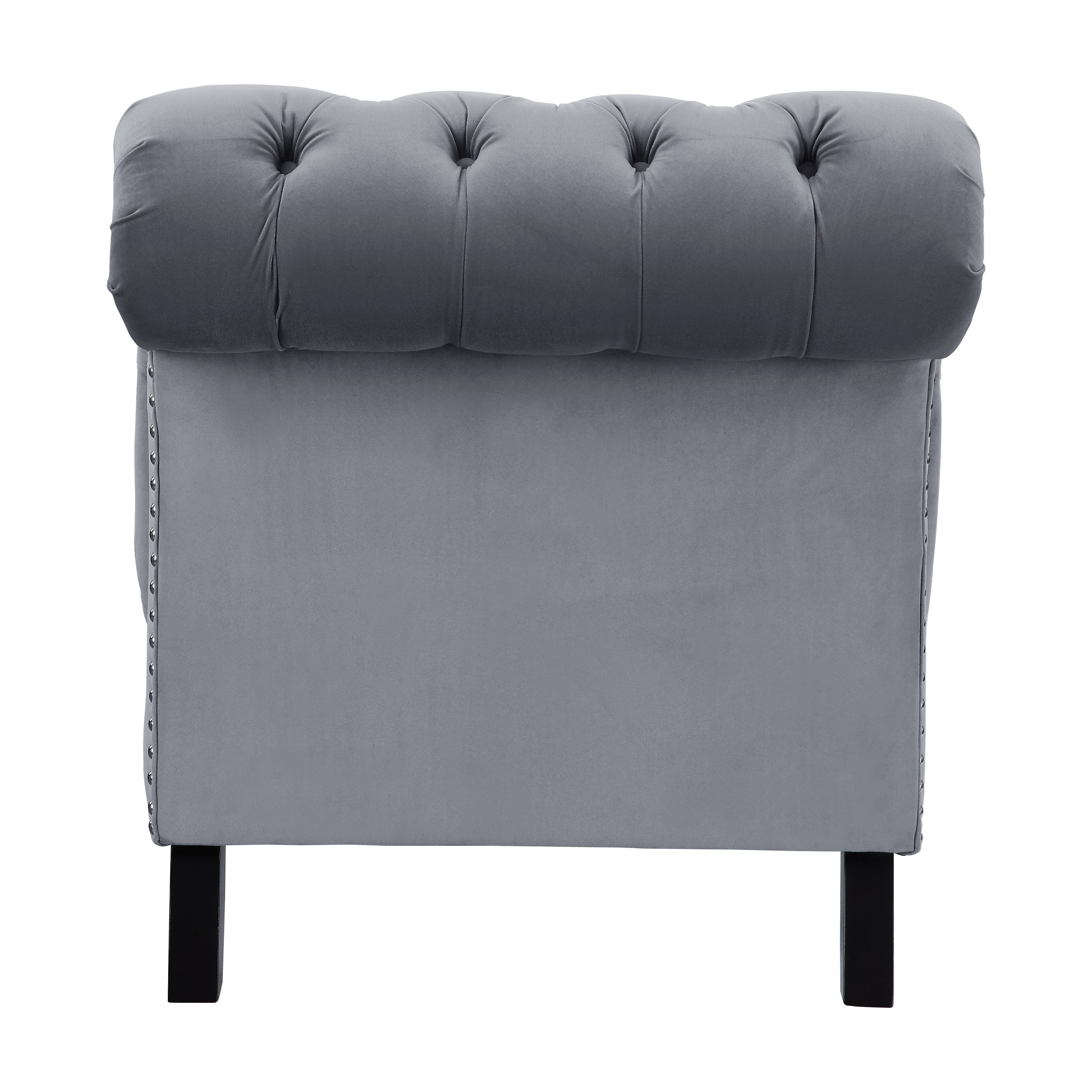 Rosalie Dark Gray Velvet Chaise - 9330DG-5 - Bien Home Furniture & Electronics