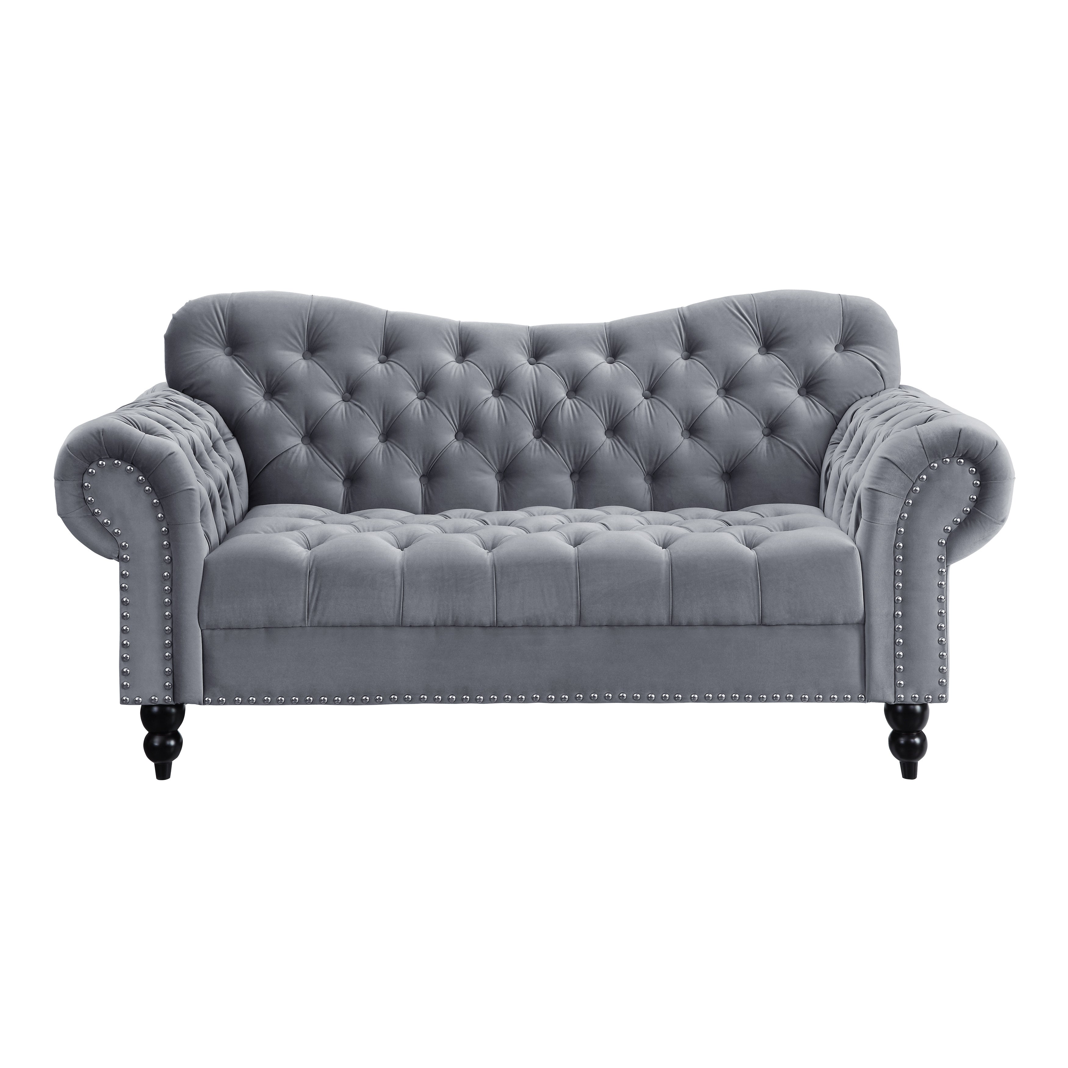 Rosalie Dark Gray Velvet Loveseat - 9330DG-2 - Bien Home Furniture & Electronics