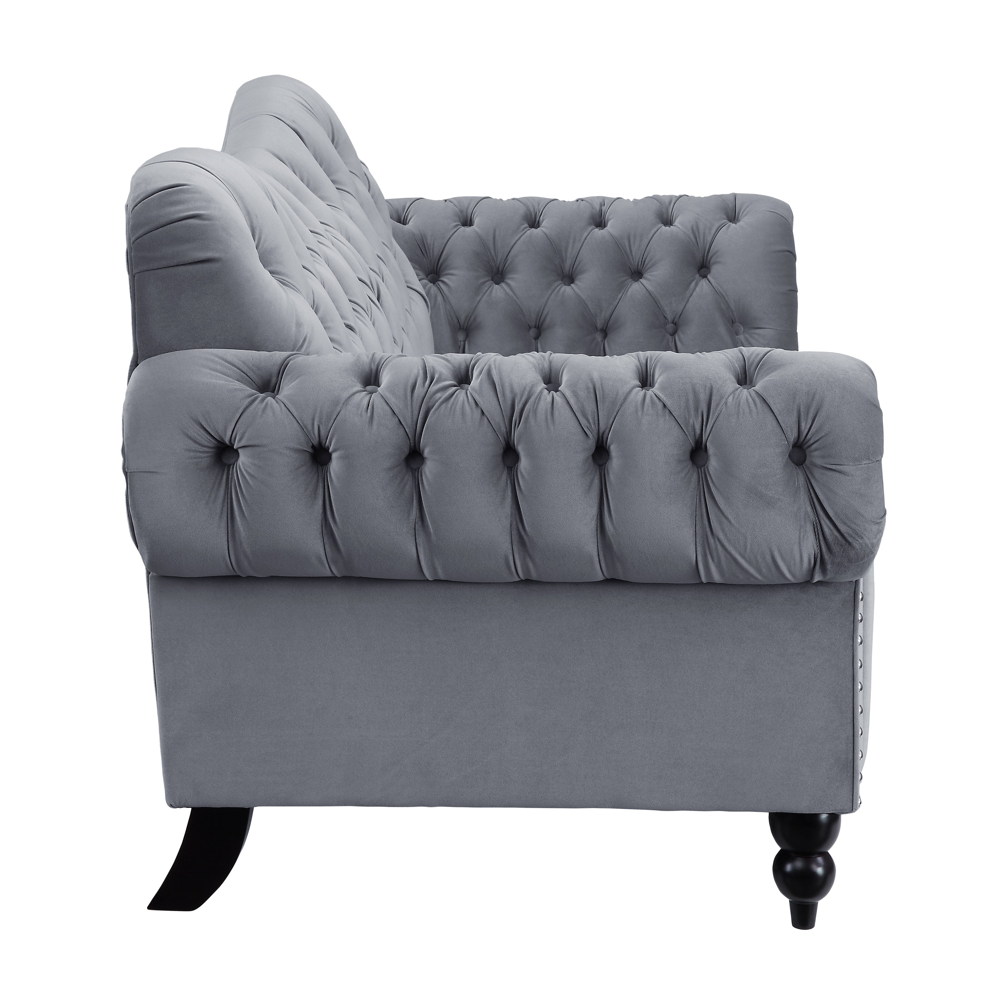 Rosalie Dark Gray Velvet Loveseat - 9330DG-2 - Bien Home Furniture & Electronics