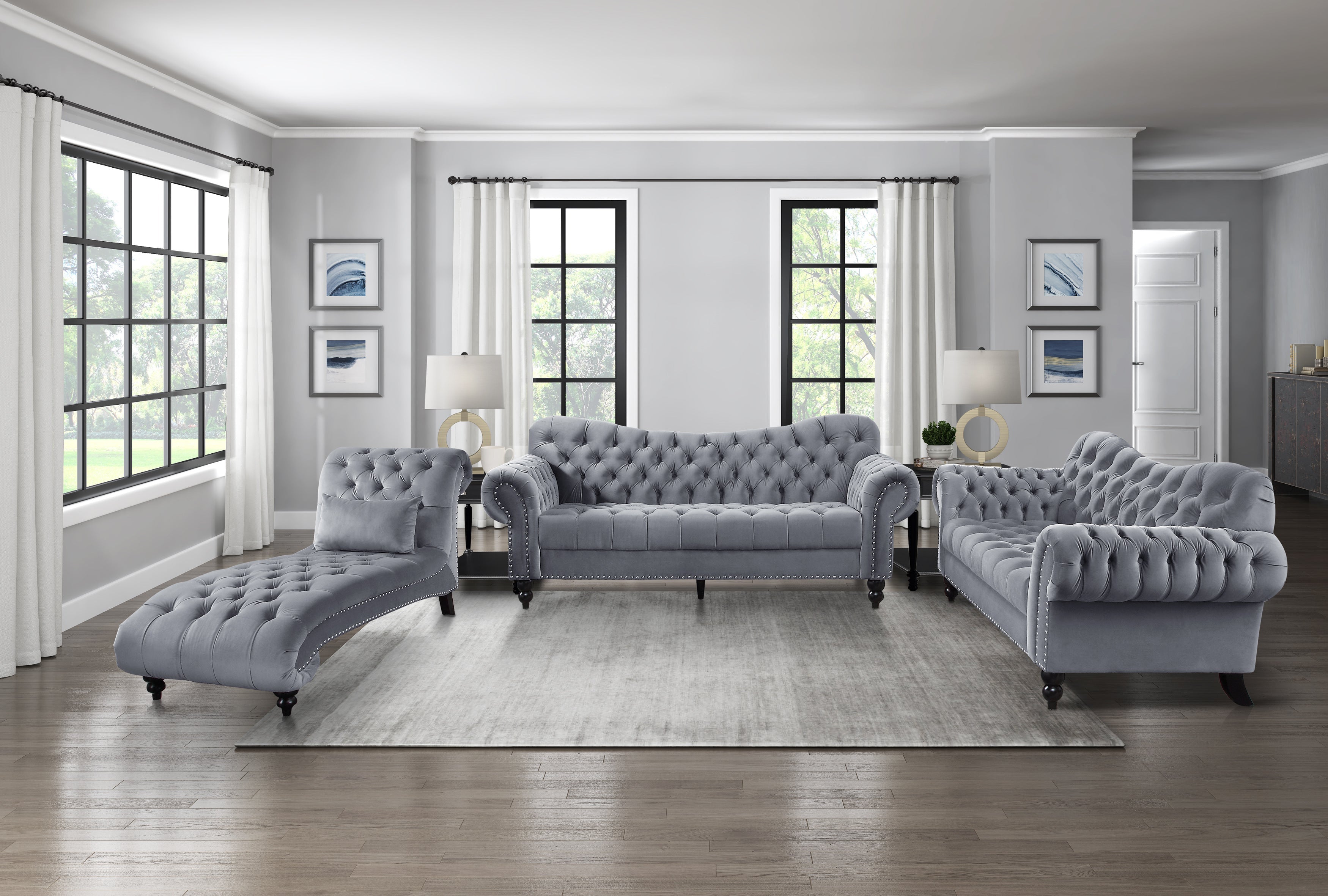 Rosalie Dark Gray Velvet Loveseat - 9330DG-2 - Bien Home Furniture & Electronics