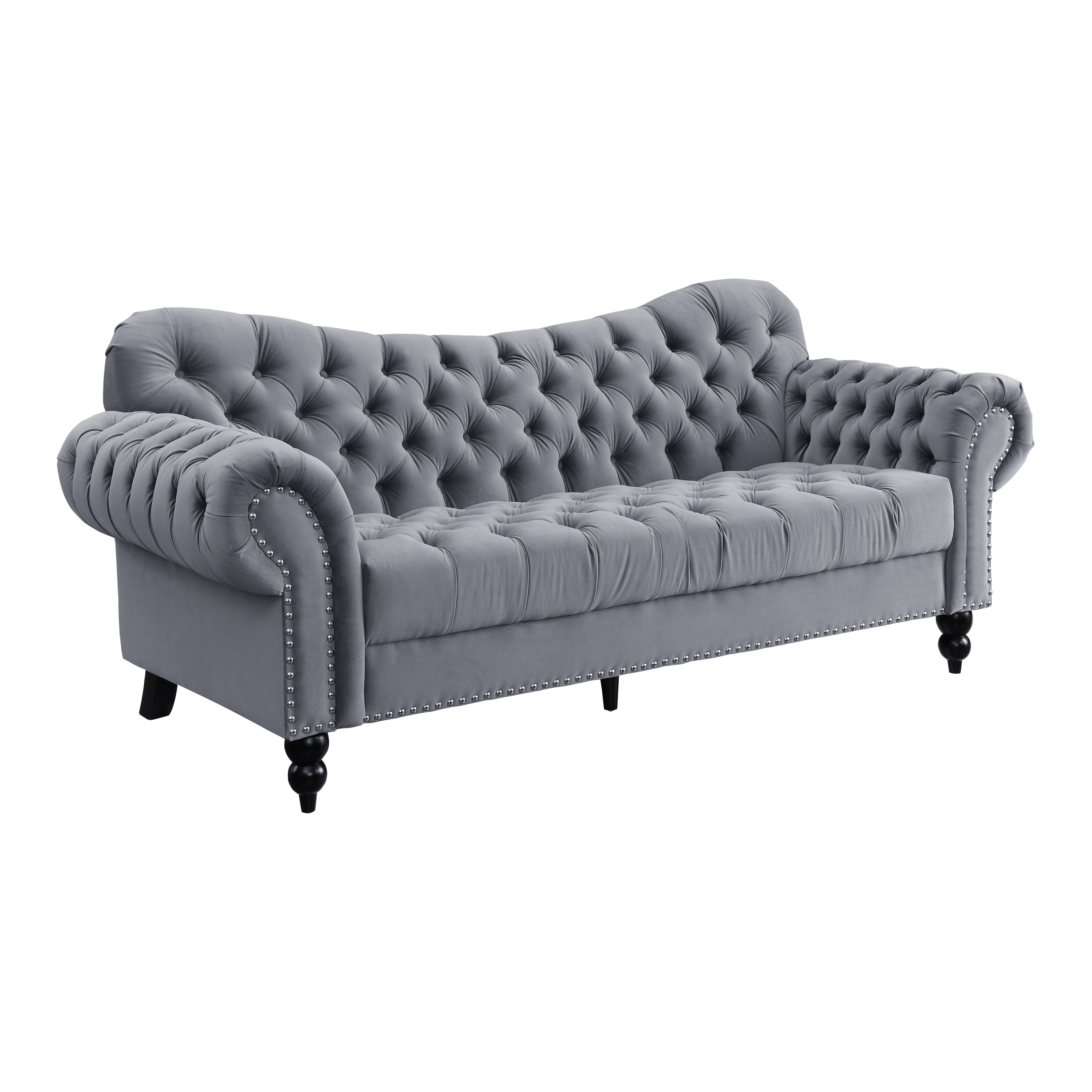 Rosalie Dark Gray Velvet Sofa - 9330DG-3 - Bien Home Furniture & Electronics