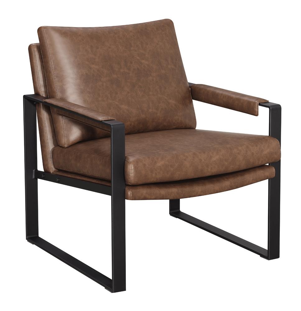 Rosalind Umber Brown/Gunmetal Upholstered Accent Chair with Removable Cushion - 904112 - Bien Home Furniture & Electronics