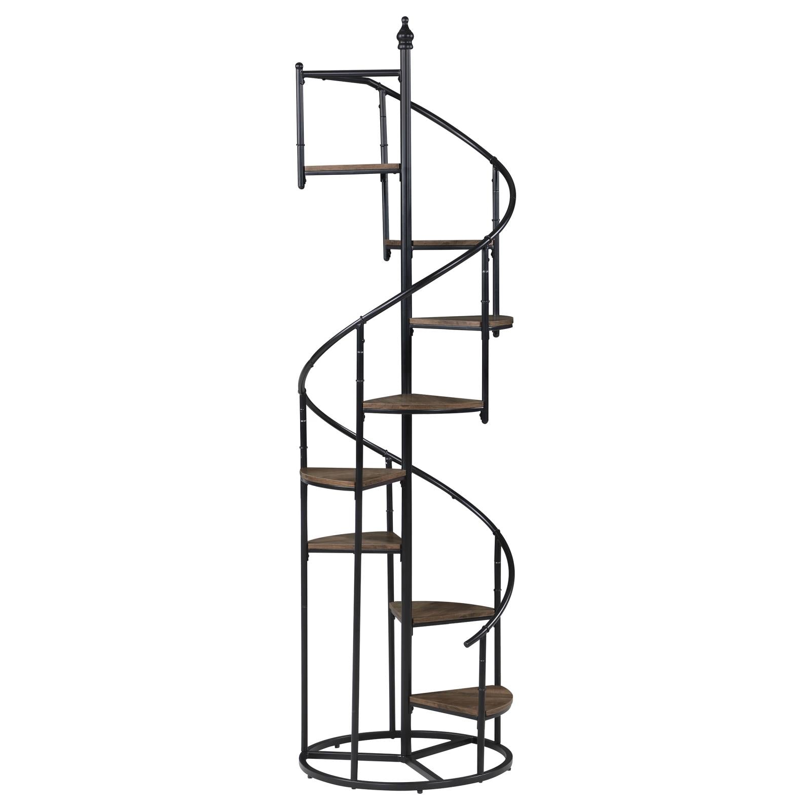 Roseglen Rustic Brown/Black 8-Shelf Staircase Bookcase - 805675 - Bien Home Furniture & Electronics