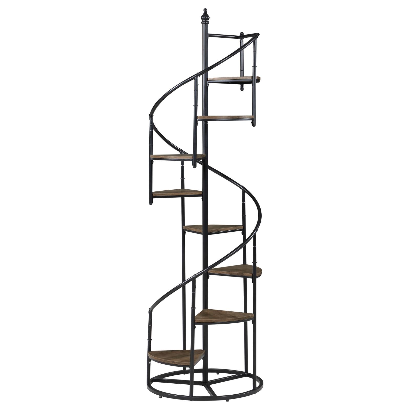 Roseglen Rustic Brown/Black 8-Shelf Staircase Bookcase - 805675 - Bien Home Furniture & Electronics