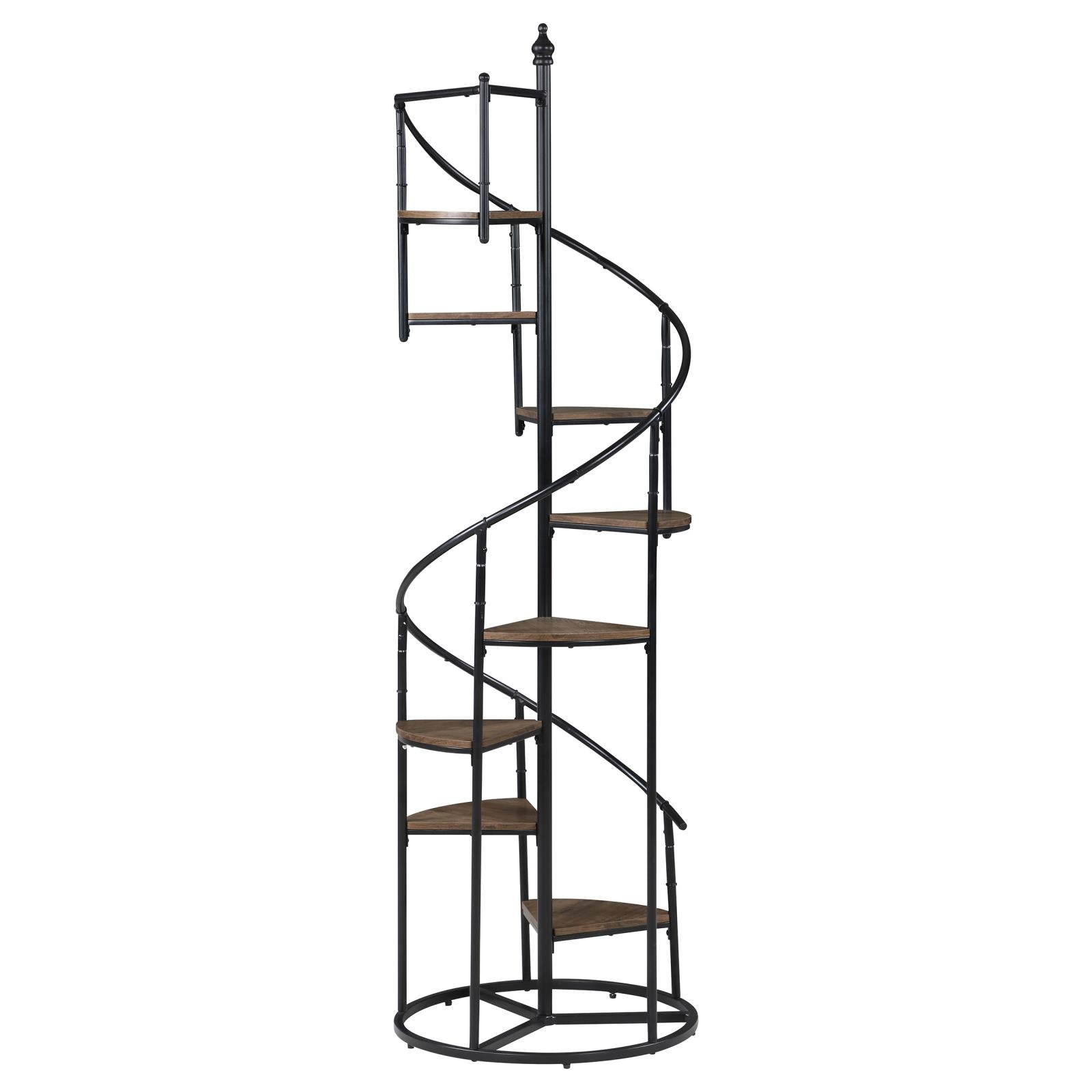 Roseglen Rustic Brown/Black 8-Shelf Staircase Bookcase - 805675 - Bien Home Furniture & Electronics