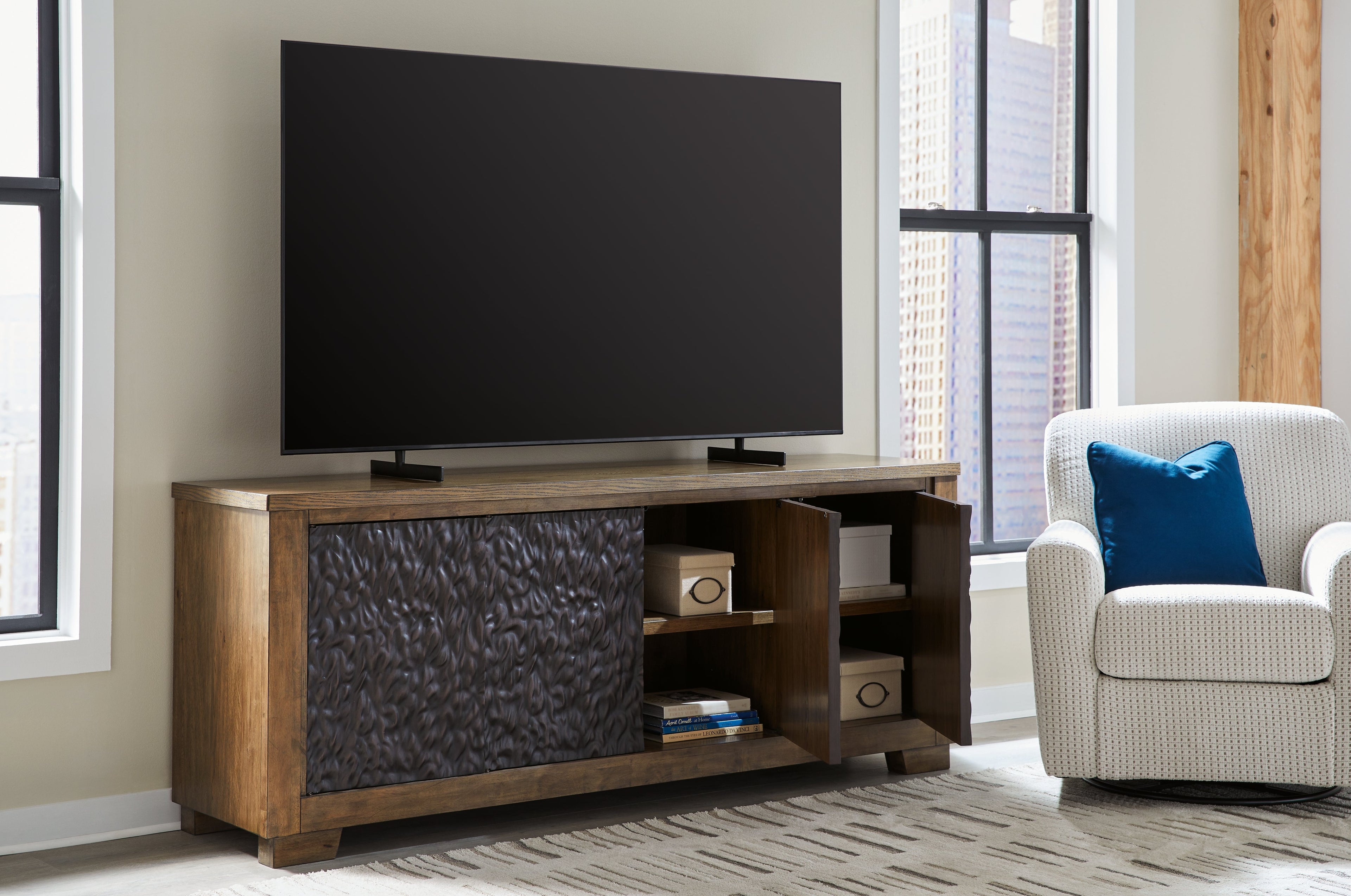 Rosswain Warm Brown 80" TV Stand - W763-68 - Bien Home Furniture & Electronics