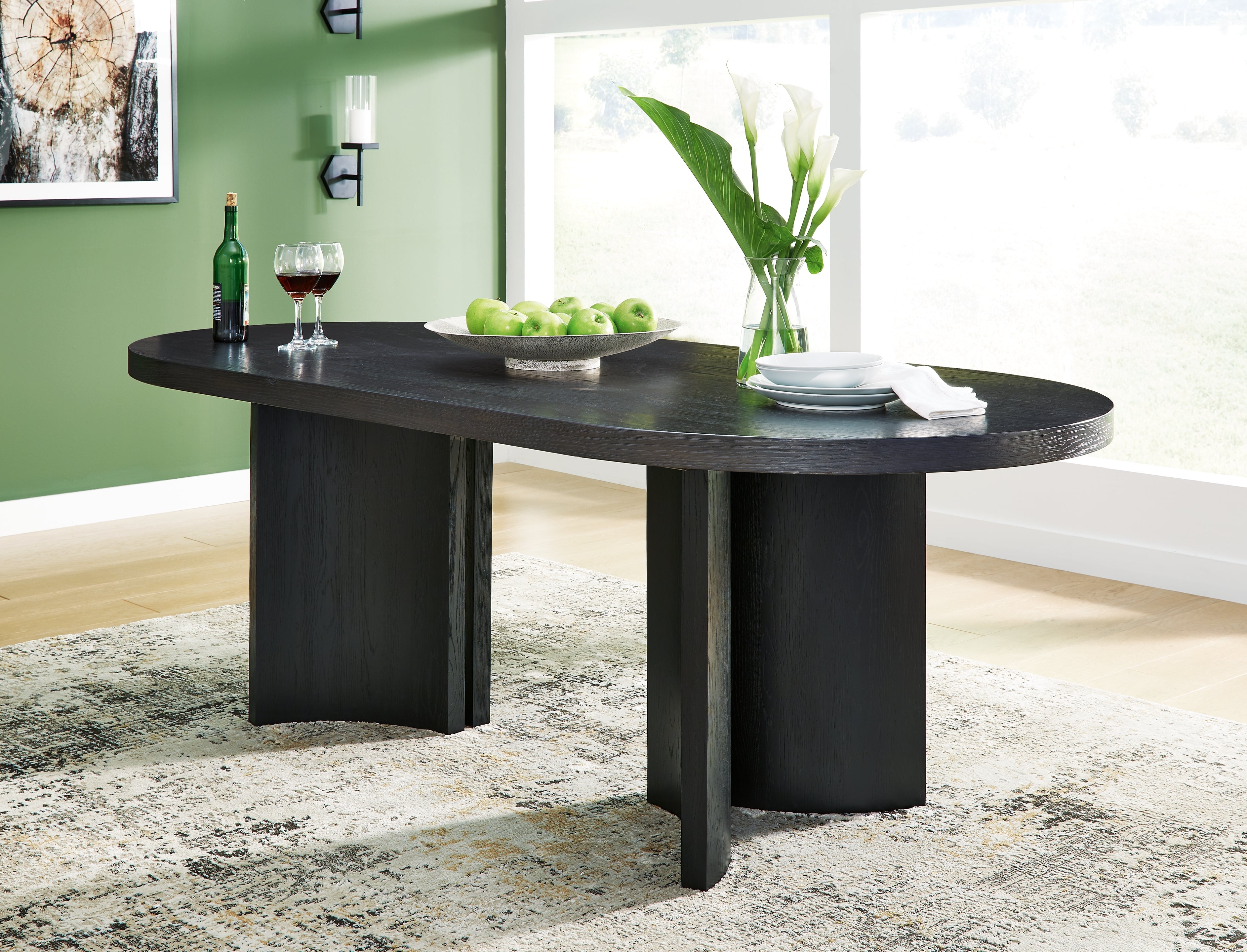 Rowanbeck Black Dining Table - D821-25 - Bien Home Furniture &amp; Electronics