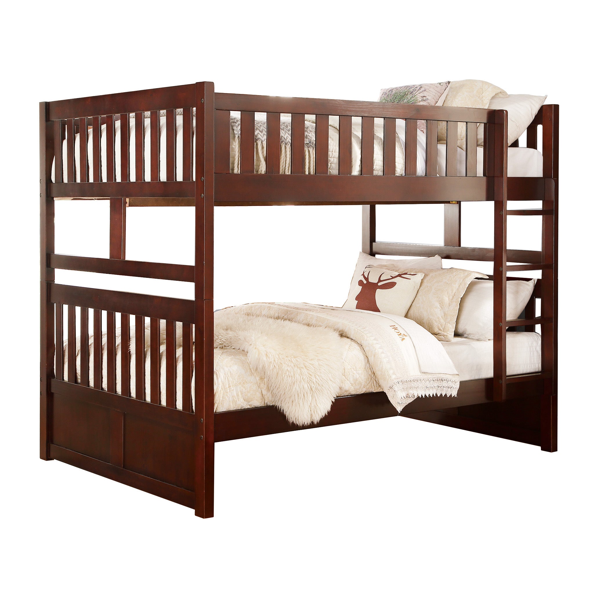 Rowe Dark Cherry Full/Full Bunk Bed - SET | B2013FFDC-1 | B2013FFDC-2 | B2013FFDC-SL - Bien Home Furniture & Electronics