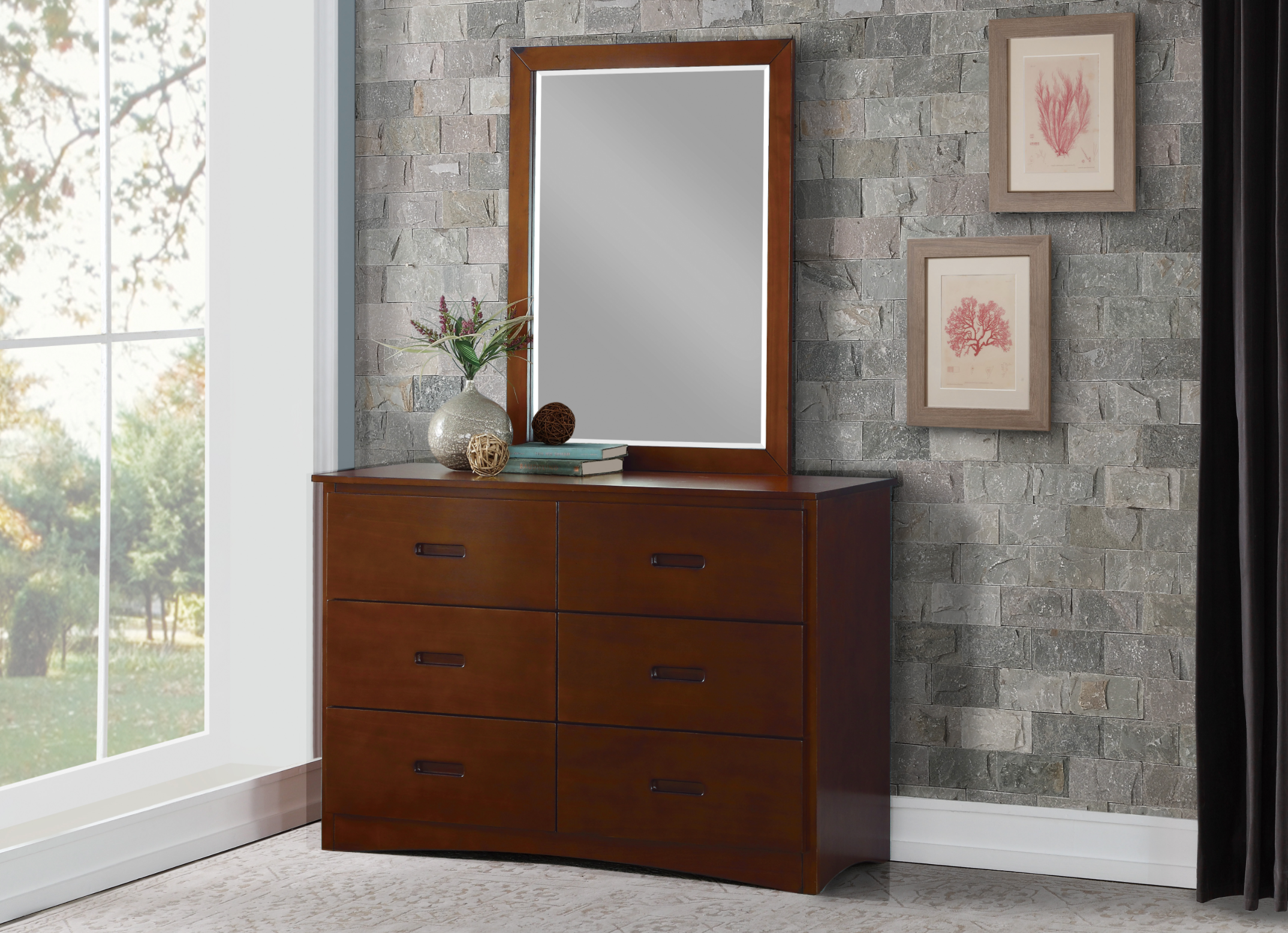 Rowe Dark Cherry Mirror (Mirror Only) - B2013DC-6 - Bien Home Furniture & Electronics