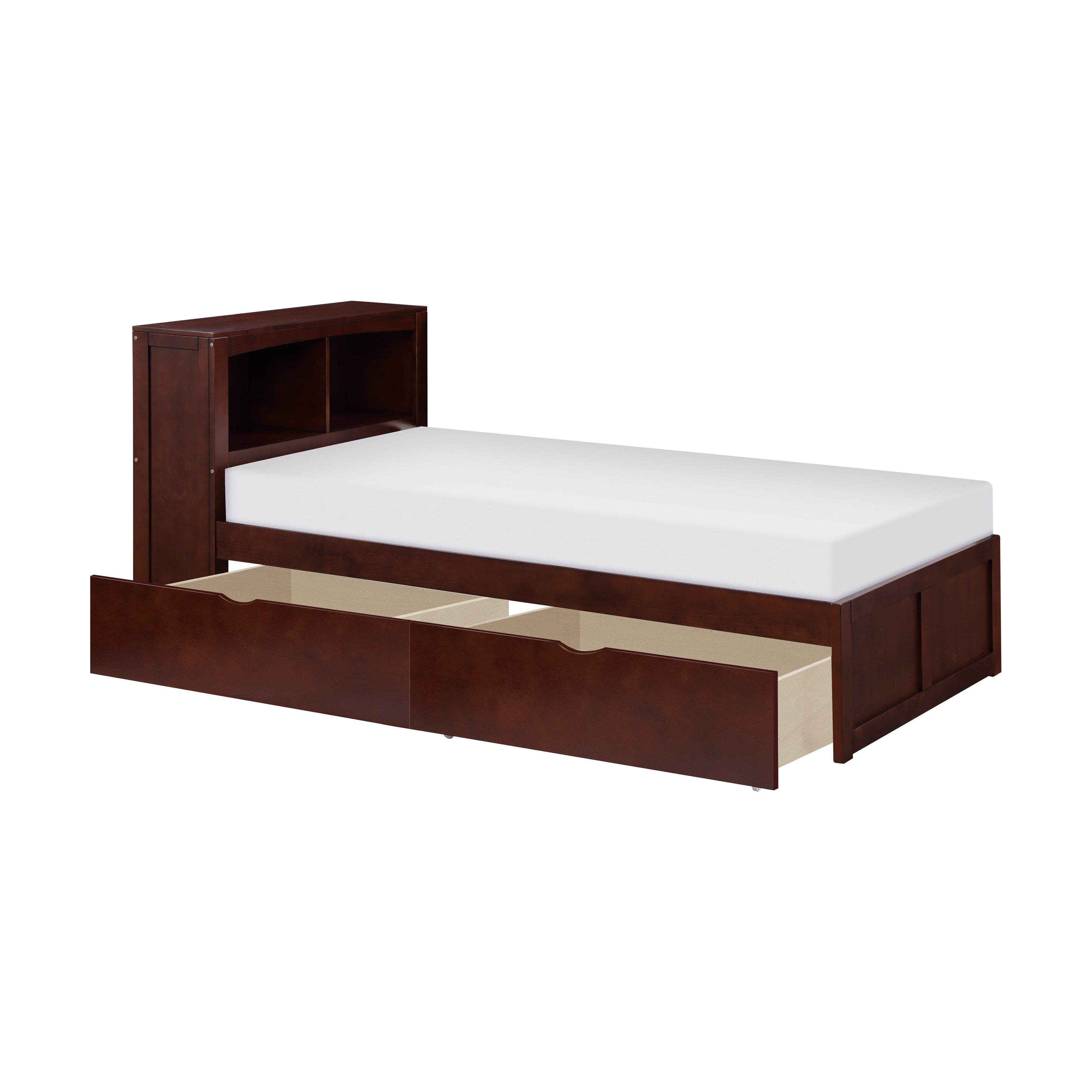 Rowe Dark Cherry Twin Bookcase Bed with Storage Boxes - SET | B2013BCDC-1 | B2013BCDC-2 | B2013DC-T - Bien Home Furniture & Electronics