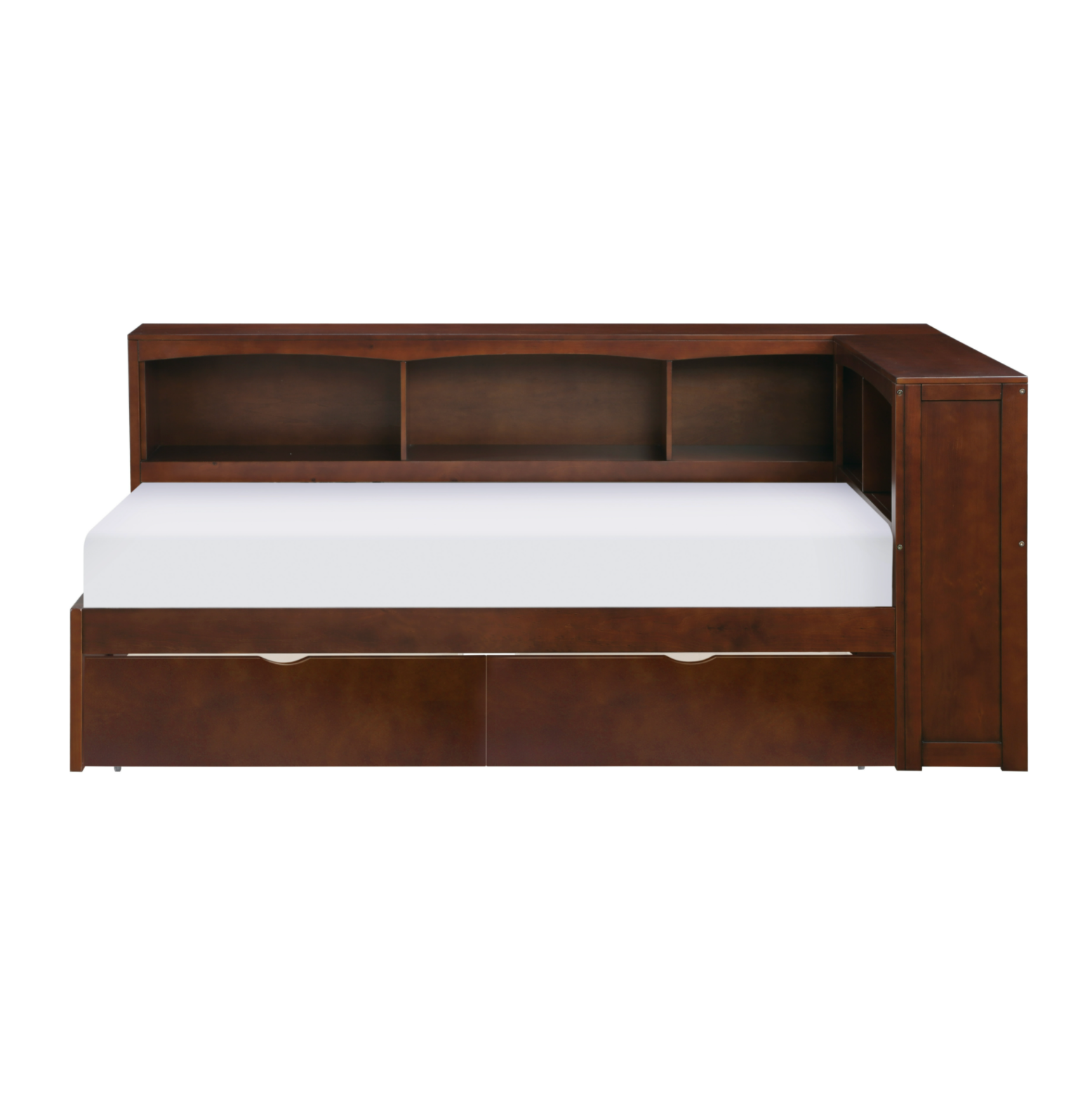 Rowe Dark Cherry Twin Bookcase Corner Bed with Storage Boxes - SET | B2013BCDC-1 | B2013BCDC-2 | B2013BCDC-BC | B2013DC-T - Bien Home Furniture & Electronics