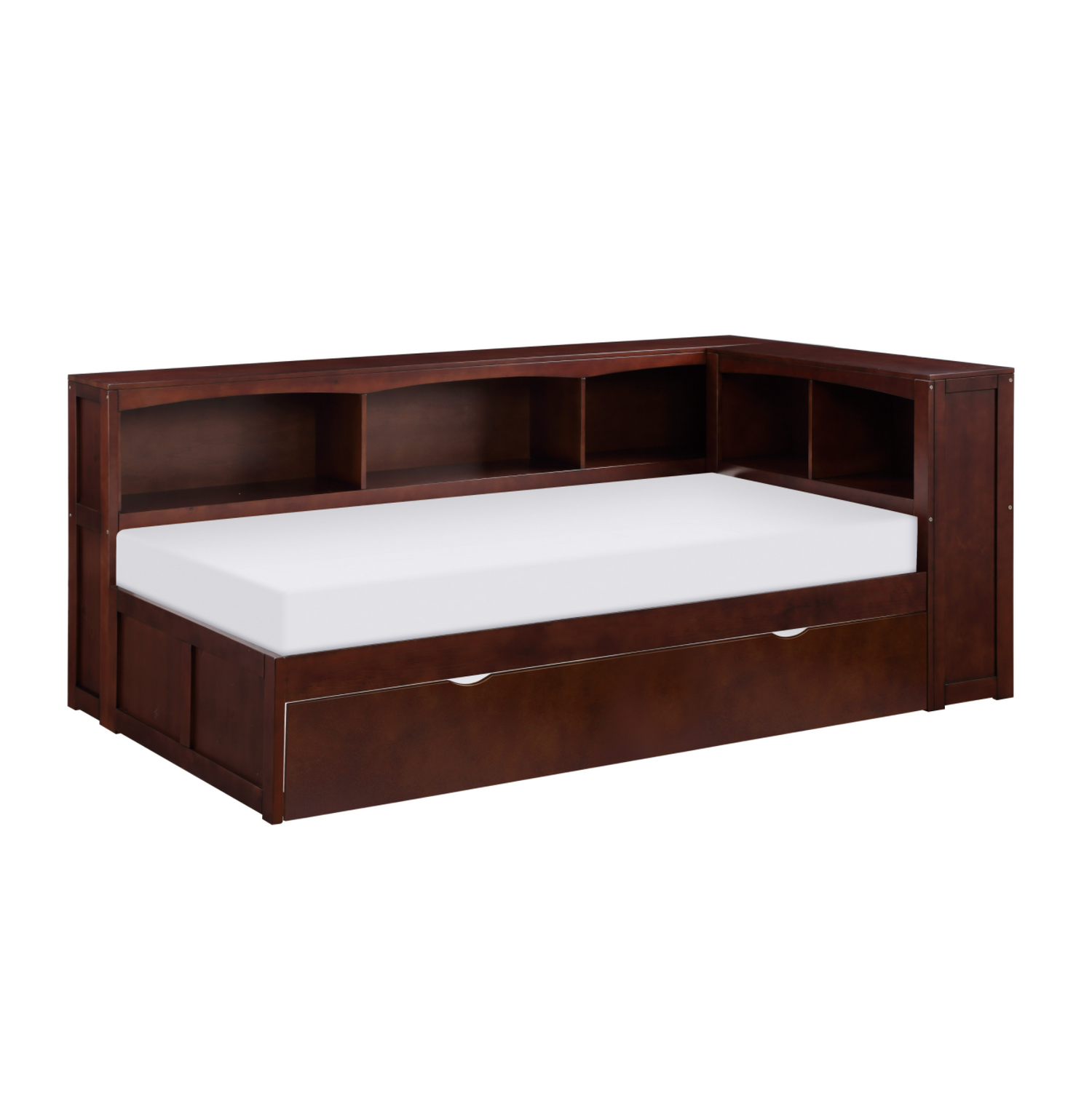 Rowe Dark Cherry Twin Bookcase Corner Bed with Twin Trundle - SET | B2013BCDC-1 | B2013BCDC-2 | B2013BCDC-BC | B2013DC-R - Bien Home Furniture & Electronics