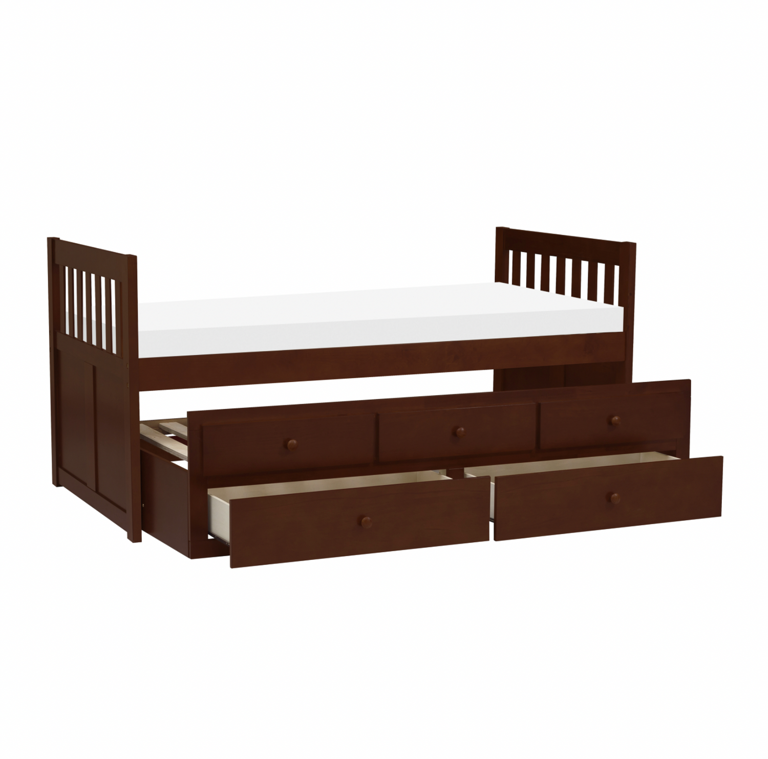 Rowe Dark Cherry Twin Captains Trundle Bed - SET | B2013PRDC-1 | B2013PRDC-2 - Bien Home Furniture & Electronics