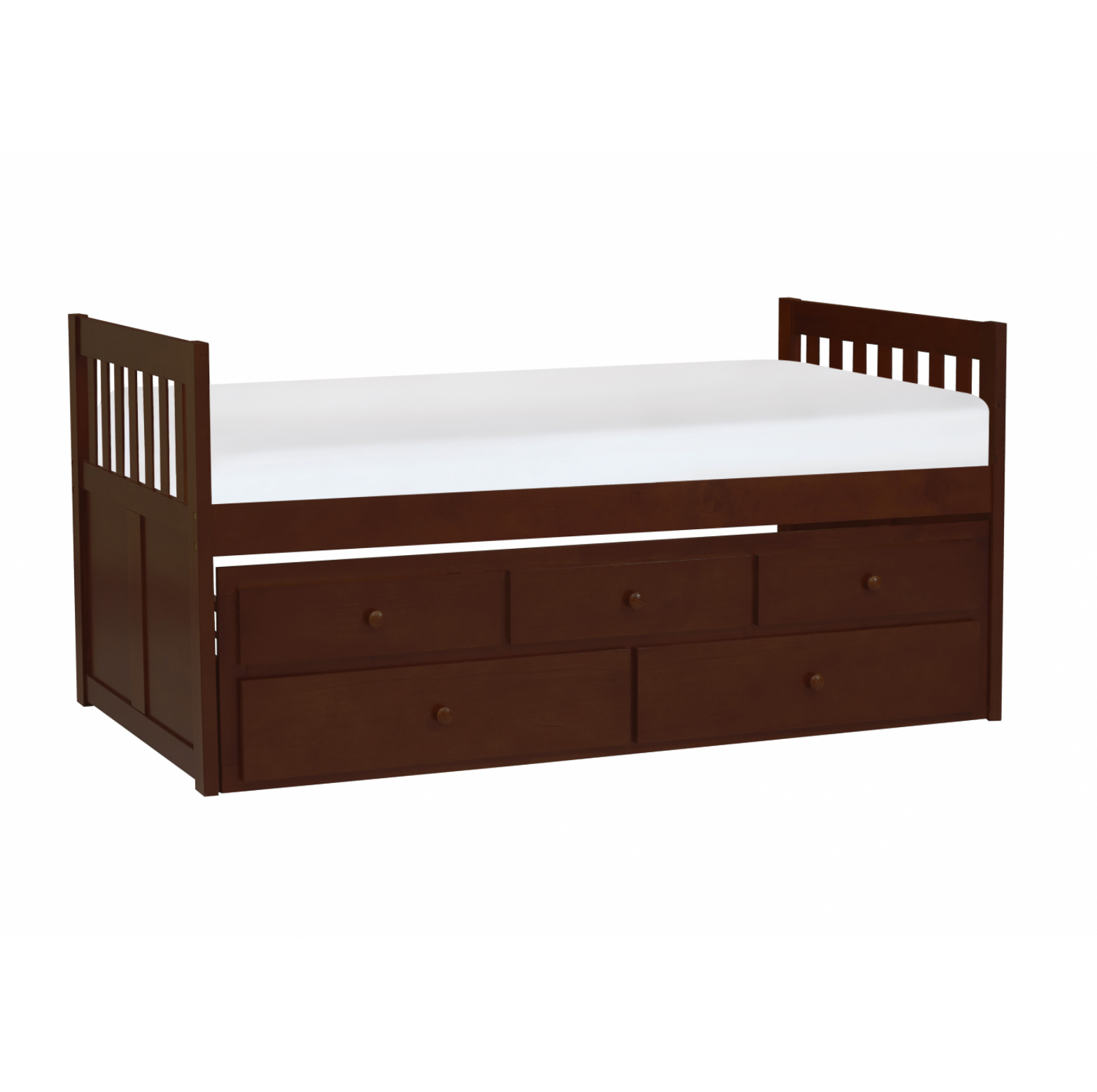 Rowe Dark Cherry Twin Captains Trundle Bed - SET | B2013PRDC-1 | B2013PRDC-2 - Bien Home Furniture & Electronics