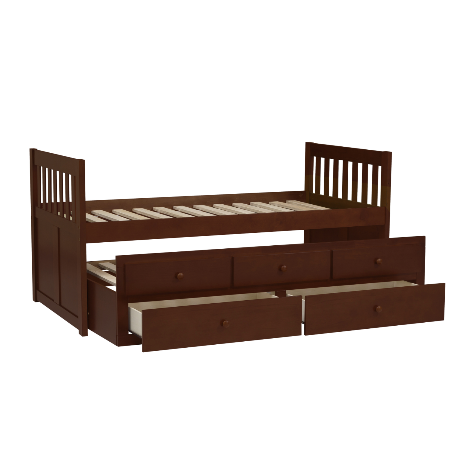 Rowe Dark Cherry Twin Captains Trundle Bed - SET | B2013PRDC-1 | B2013PRDC-2 - Bien Home Furniture & Electronics