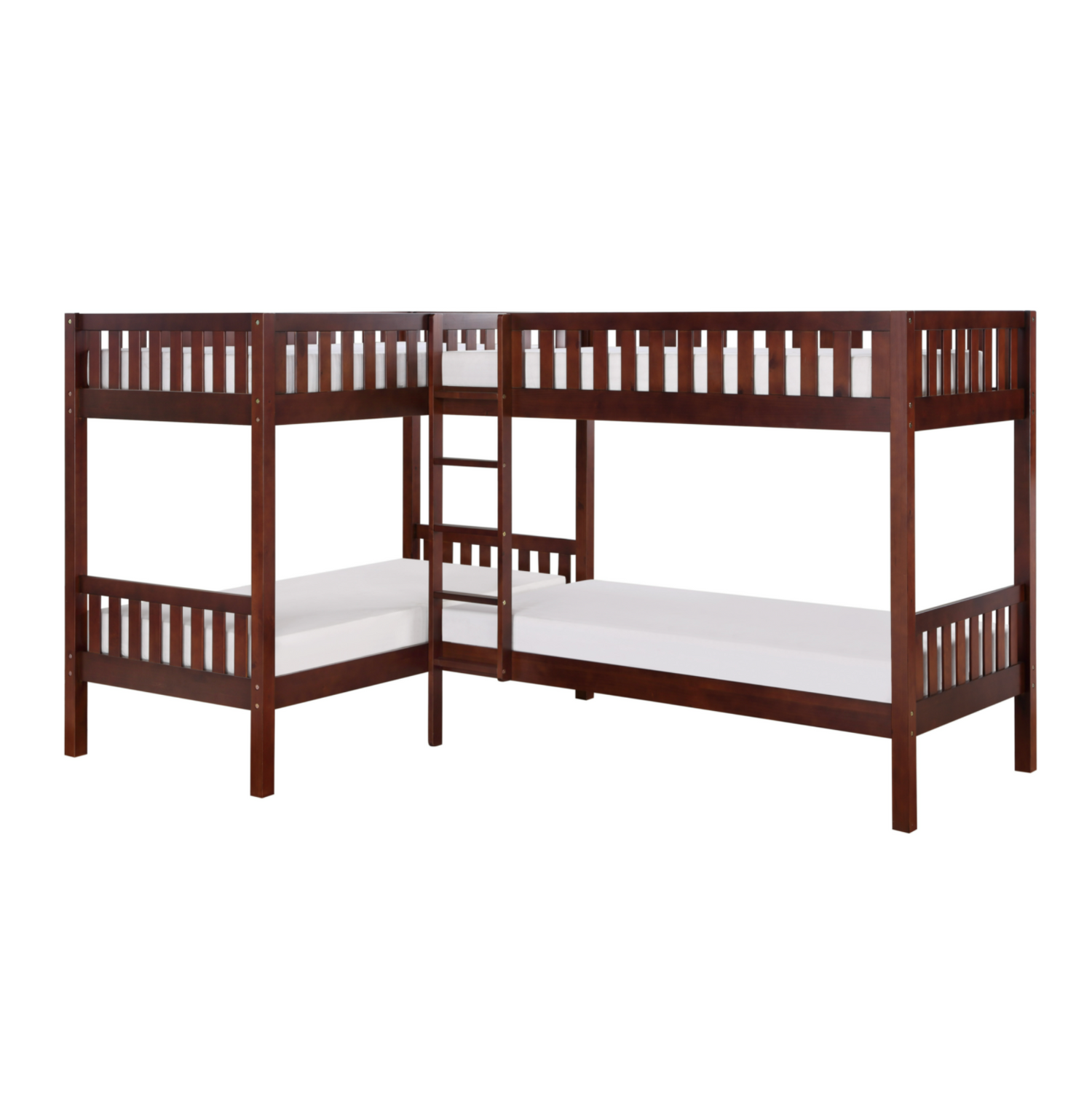 Rowe Dark Cherry Twin Corner Bunk Bed - SET | B2013CNDC-1 | B2013CNDC-2 | B2013CNDC-SL - Bien Home Furniture & Electronics