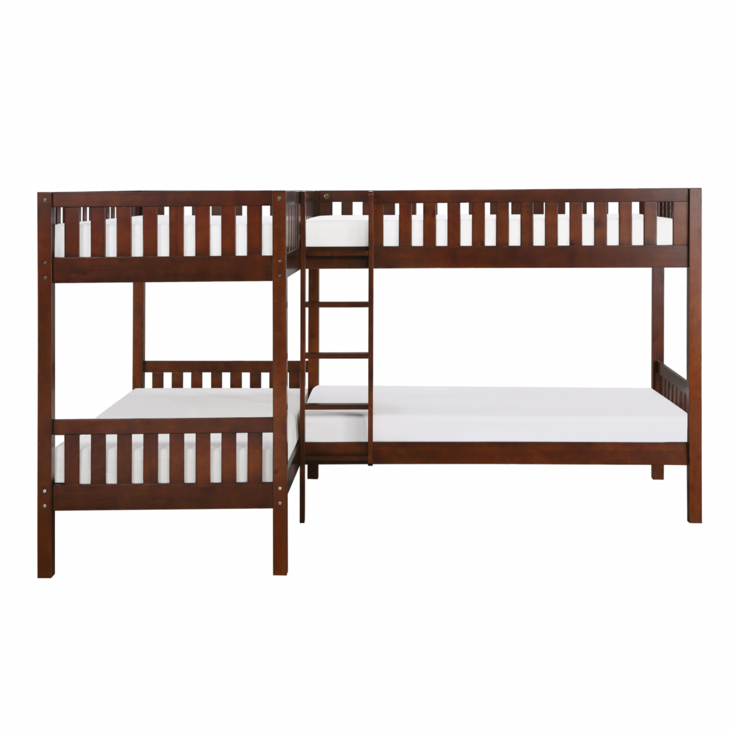 Rowe Dark Cherry Twin Corner Bunk Bed - SET | B2013CNDC-1 | B2013CNDC-2 | B2013CNDC-SL - Bien Home Furniture & Electronics