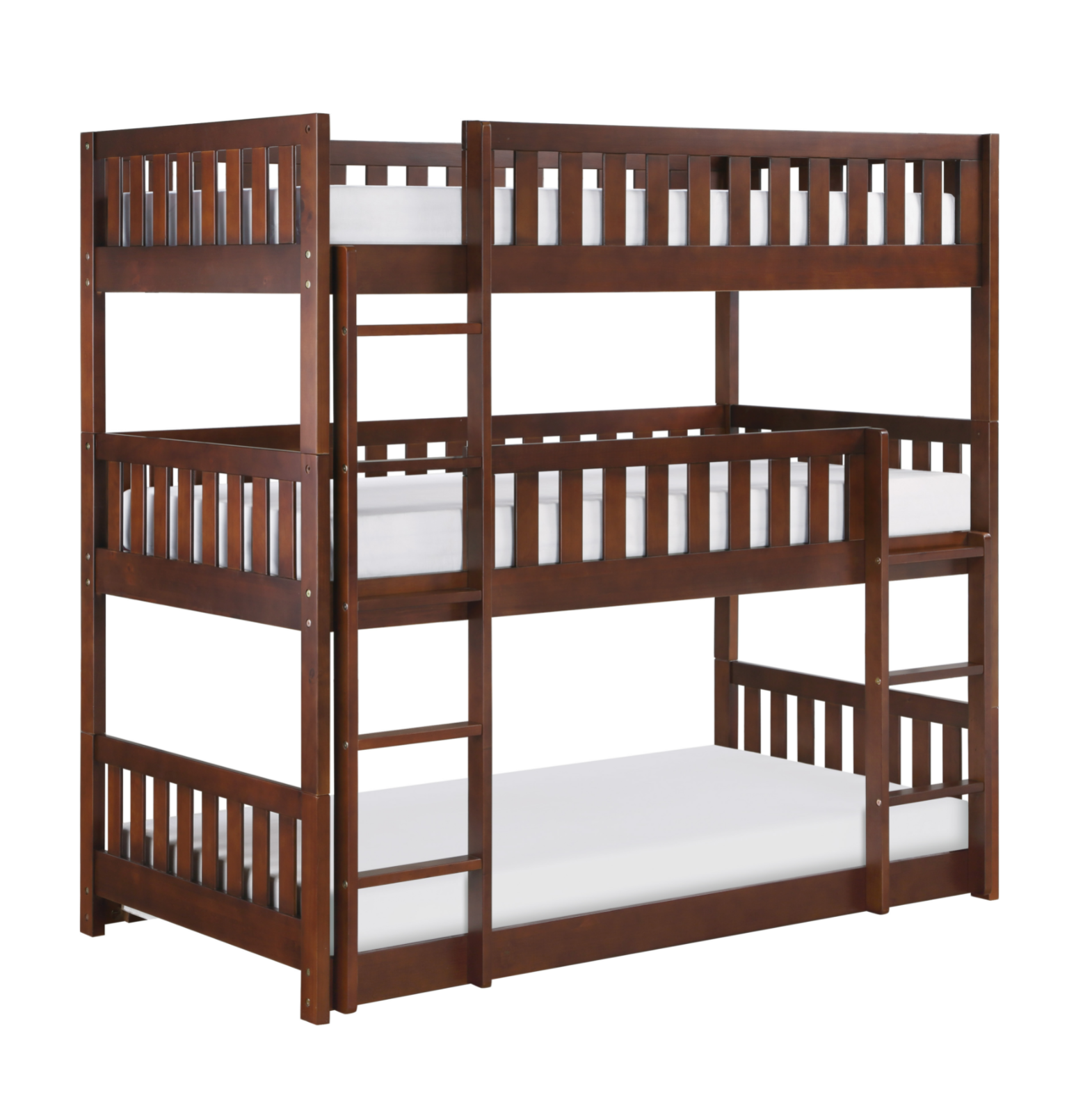 Rowe Dark Cherry Twin Triple Bunk Bed - SET | B2013TTTDC-1 | B2013TTTDC-2 | B2013TTTDC-SL - Bien Home Furniture & Electronics