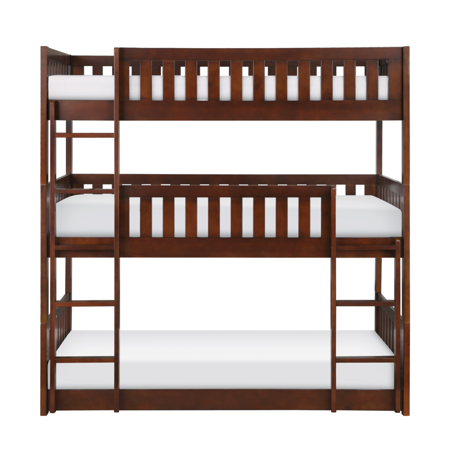 Rowe Dark Cherry Twin Triple Bunk Bed - SET | B2013TTTDC-1 | B2013TTTDC-2 | B2013TTTDC-SL - Bien Home Furniture & Electronics