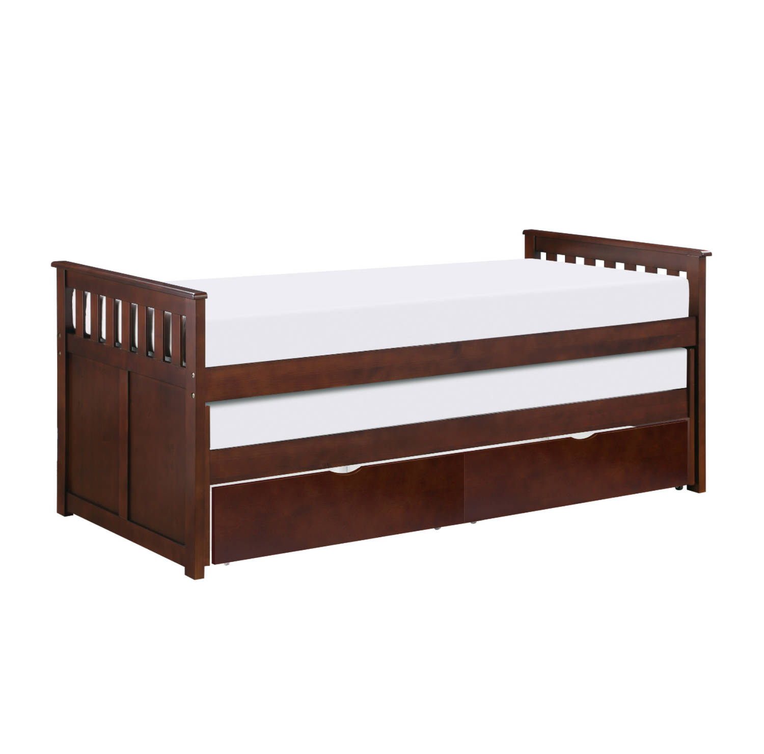 Rowe Dark Cherry Twin/Twin Bed with Storage Boxes - SET | B2013RTDC-1 | B2013RTDC-2 | B2013RTDC-SL | B2013DC-T - Bien Home Furniture & Electronics