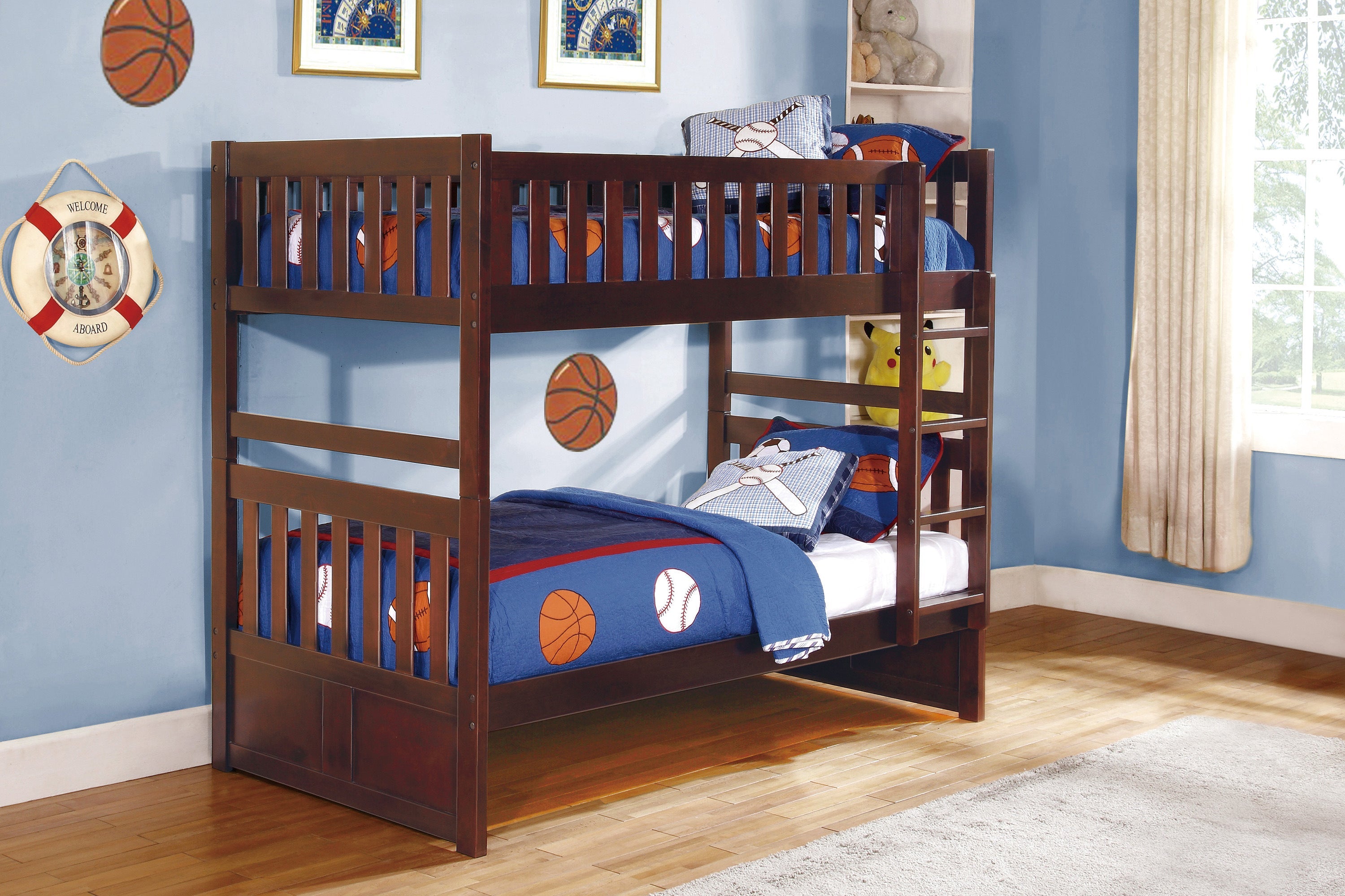 Rowe Dark Cherry Twin/Twin Bunk Bed - SET | B2013DC-1 | B2013DC-2 | B2013DC-SL - Bien Home Furniture &amp; Electronics