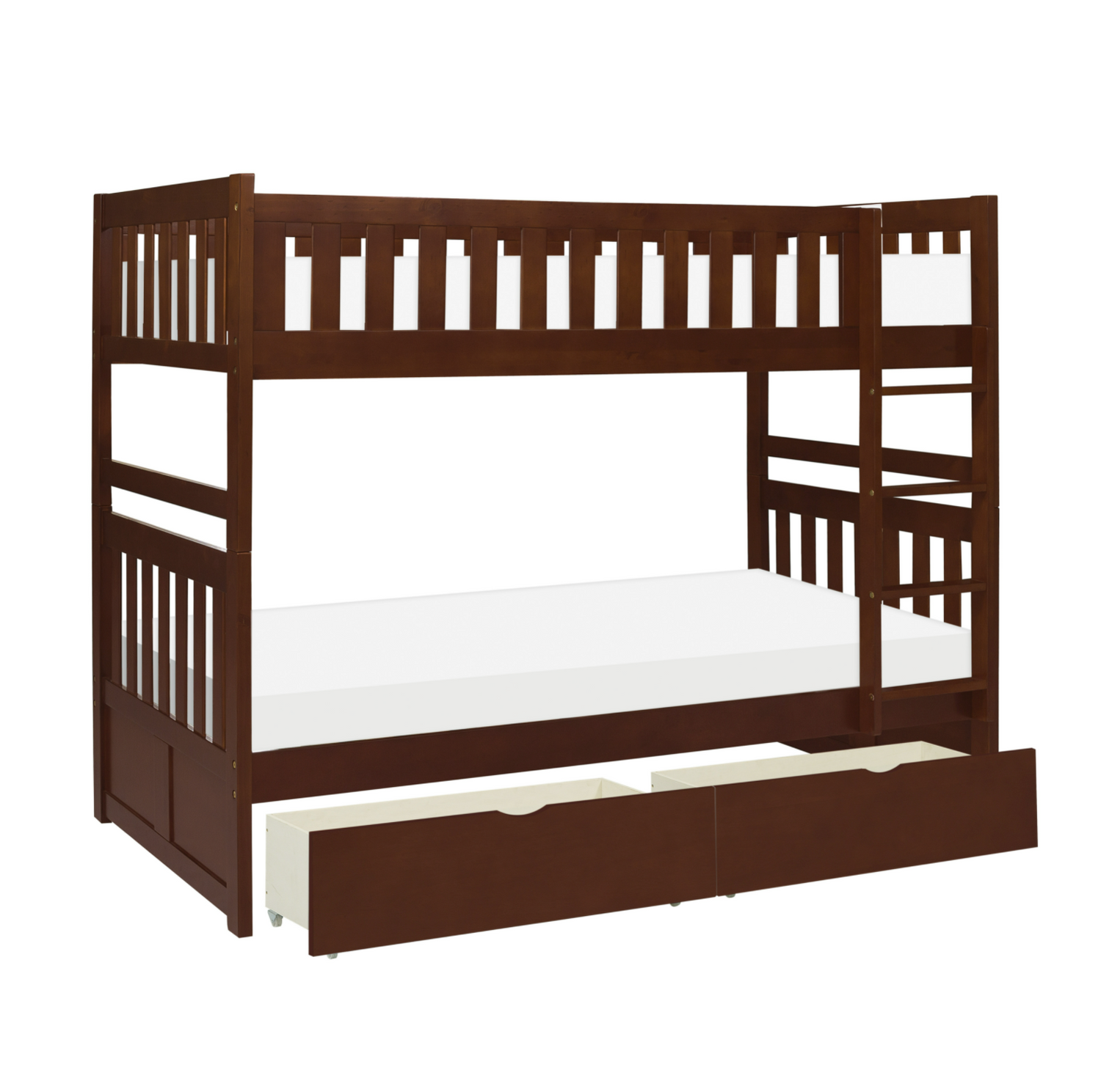 Rowe Dark Cherry Twin/Twin Bunk Bed with Storage Boxes - SET | B2013DC-1 | B2013DC-2 | B2013DC-SL | B2013DC-T - Bien Home Furniture & Electronics
