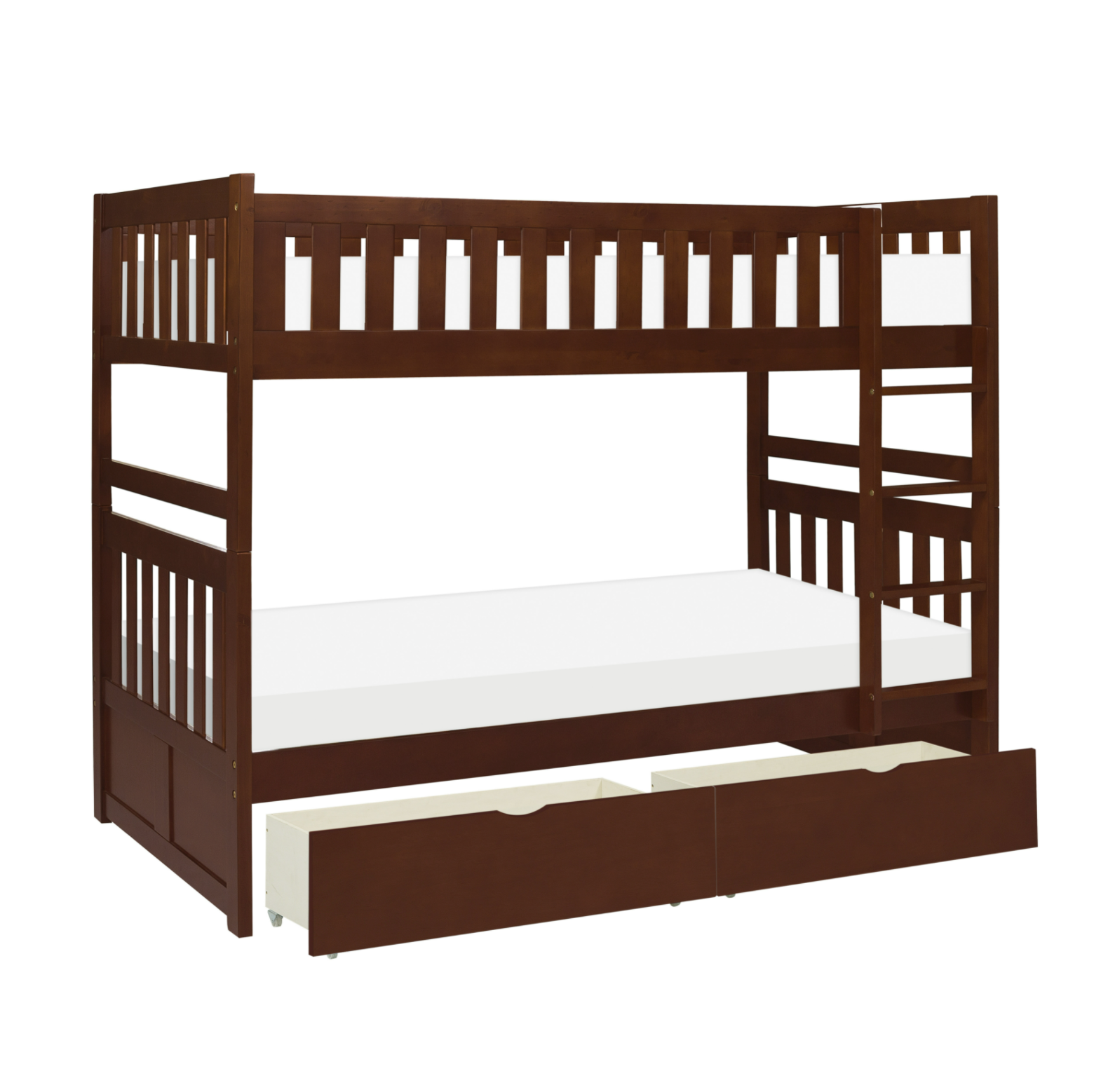 Rowe Dark Cherry Twin/Twin Bunk Bed with Storage Boxes - SET | B2013DC-1 | B2013DC-2 | B2013DC-SL | B2013DC-T - Bien Home Furniture & Electronics