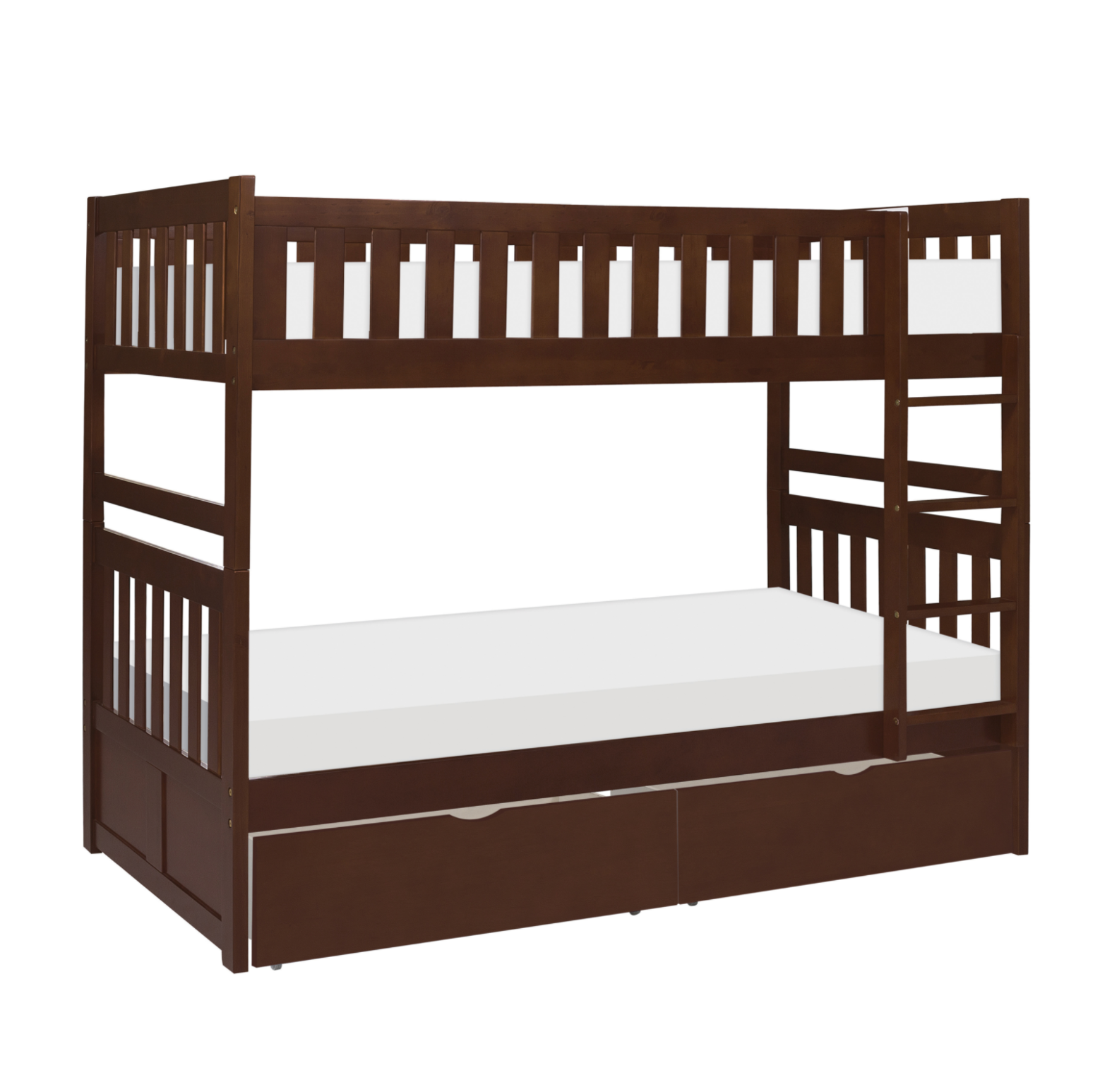 Rowe Dark Cherry Twin/Twin Bunk Bed with Storage Boxes - SET | B2013DC-1 | B2013DC-2 | B2013DC-SL | B2013DC-T - Bien Home Furniture & Electronics