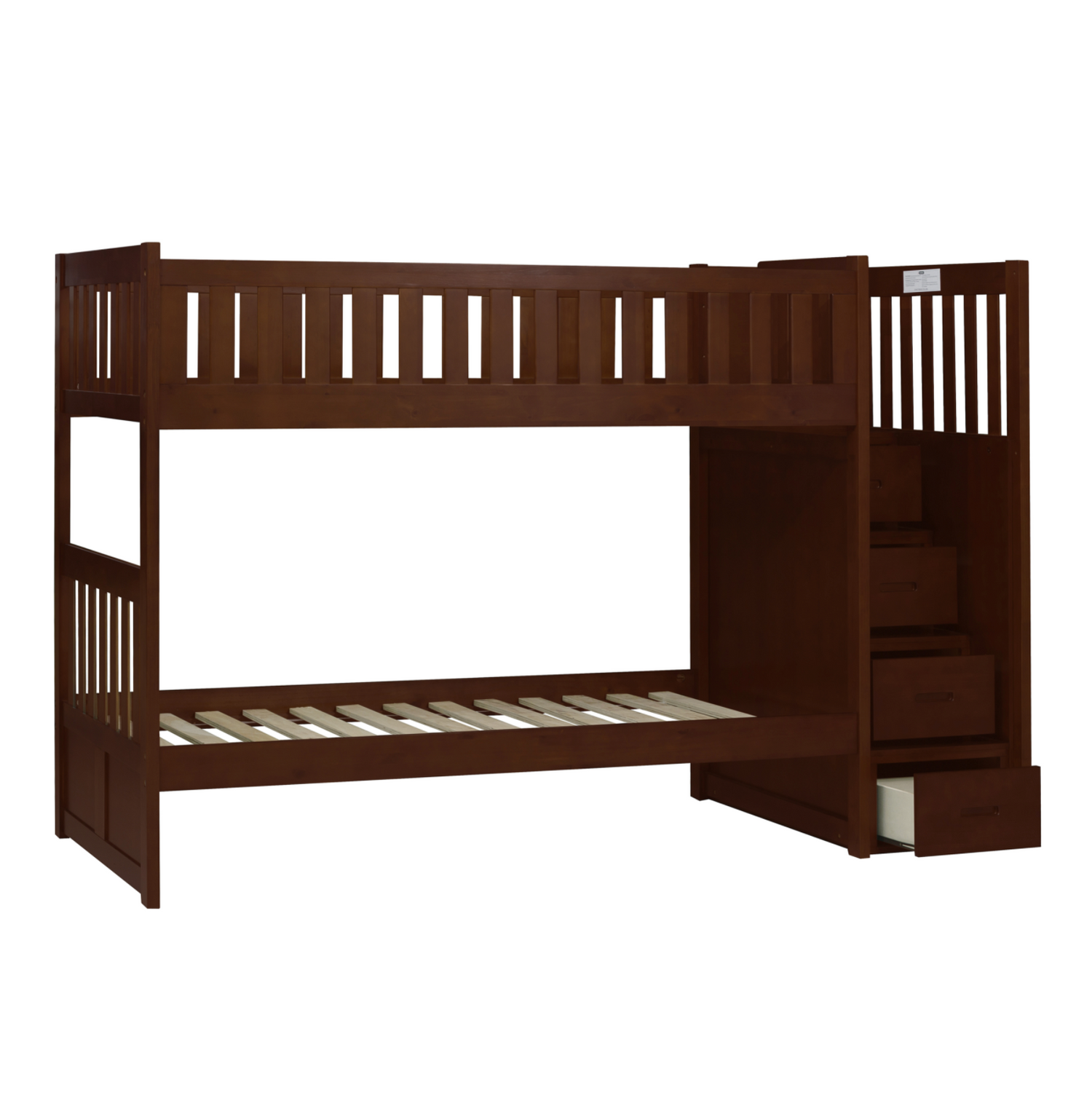 Rowe Dark Cherry Twin/Twin Step Bunk Bed - SET | B2013SBDC-1 | B2013SBDC-2 | B2013SBDC-3 | B2013SBDC-SL - Bien Home Furniture & Electronics