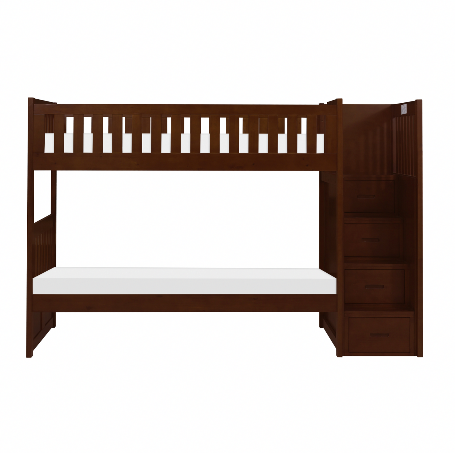 Rowe Dark Cherry Twin/Twin Step Bunk Bed - SET | B2013SBDC-1 | B2013SBDC-2 | B2013SBDC-3 | B2013SBDC-SL - Bien Home Furniture & Electronics