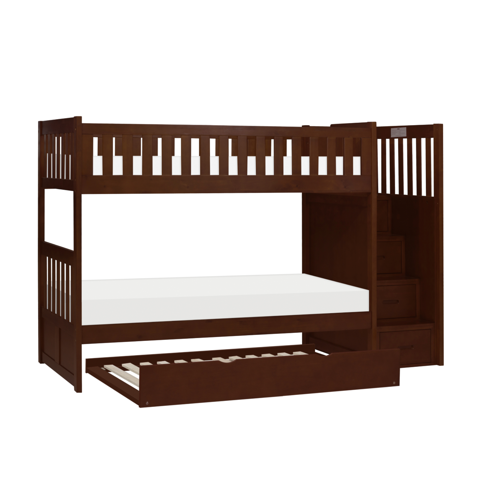 Rowe Dark Cherry Twin/Twin Step Bunk Bed with Twin Trundle - SET | B2013SBDC-1 | B2013SBDC-2 | B2013SBDC-3 | B2013SBDC-SL | B2013DC-R - Bien Home Furniture & Electronics