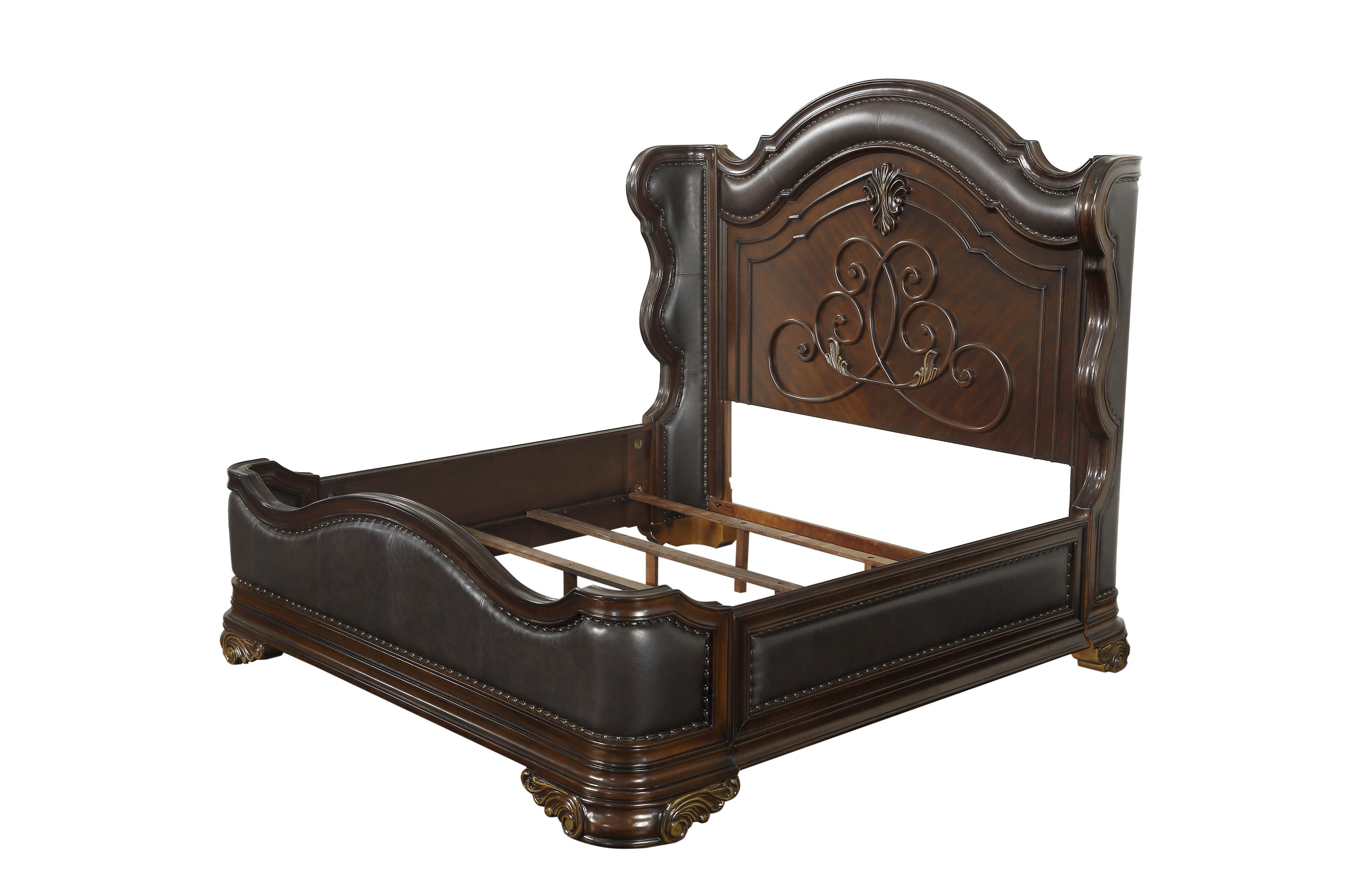 Royal Highlands Rich Cherry Upholstered Panel Bedroom Set - SET | 1603-1 | 1603-2 | 1603-P | 1603-4 | 1603-9 - Bien Home Furniture & Electronics