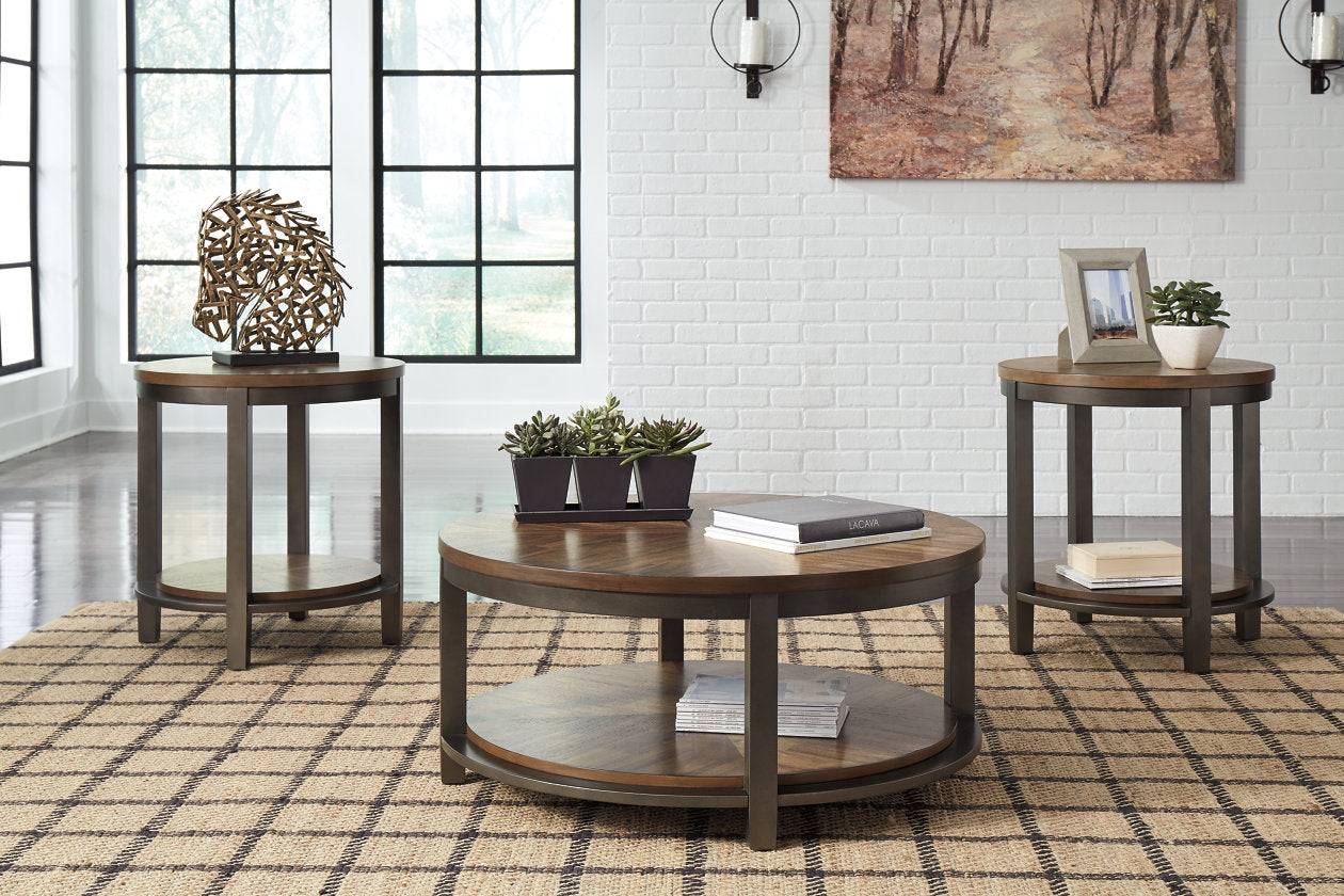 Roybeck Light Brown/Bronze Table, Set of 3 - T411-13 - Bien Home Furniture & Electronics