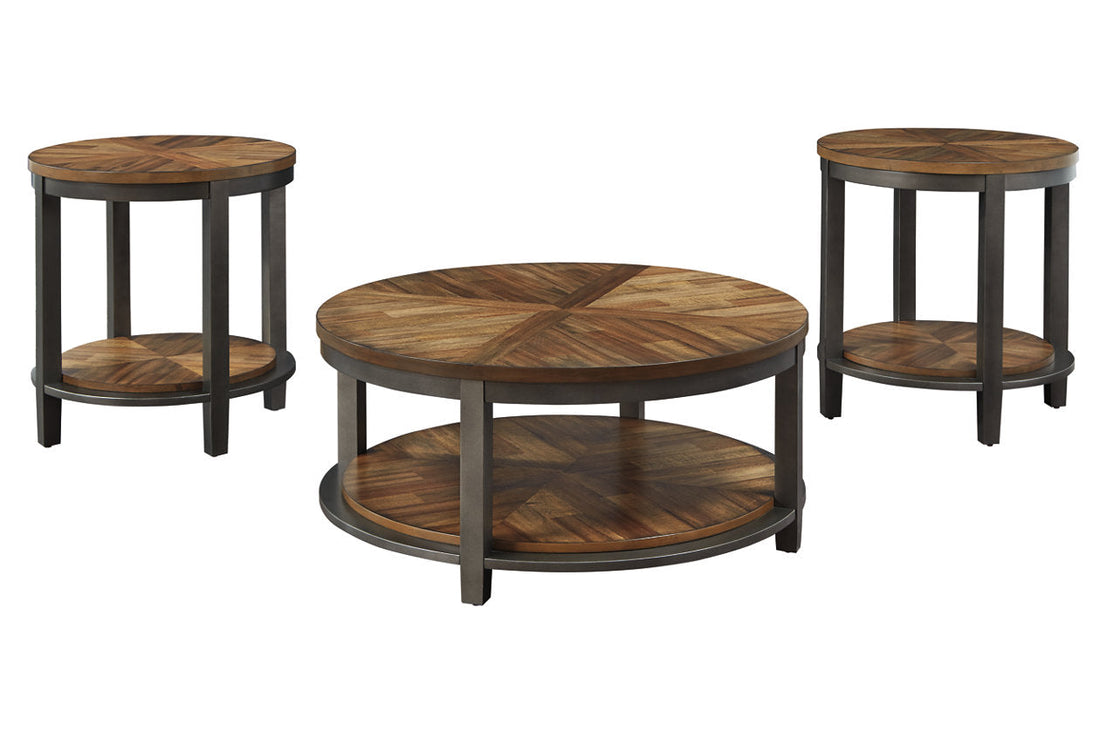 Roybeck Light Brown/Bronze Table, Set of 3 - T411-13 - Bien Home Furniture &amp; Electronics