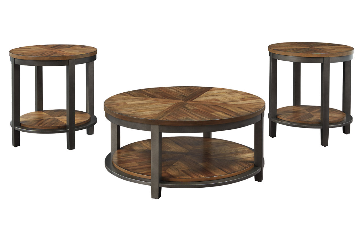 Roybeck Light Brown/Bronze Table, Set of 3 - T411-13 - Bien Home Furniture & Electronics