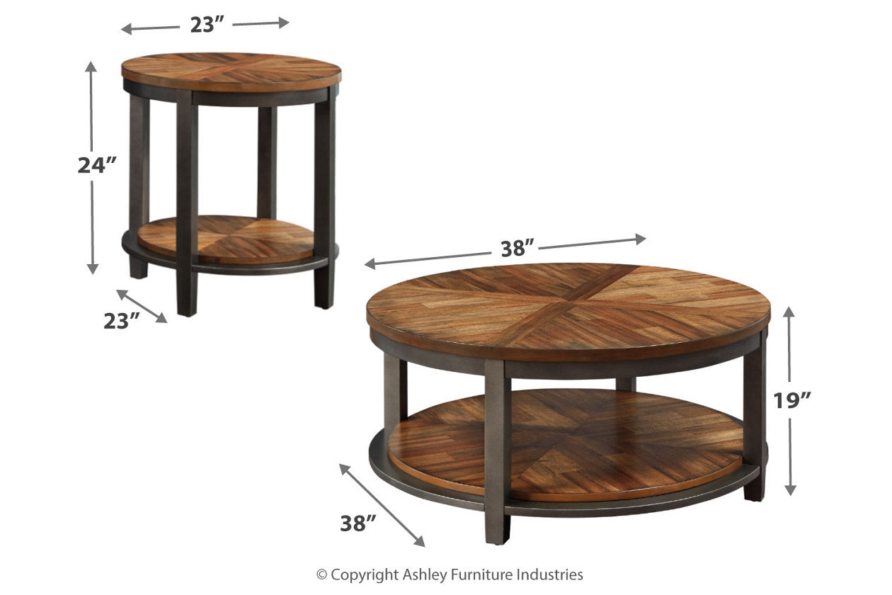 Roybeck Light Brown/Bronze Table, Set of 3 - T411-13 - Bien Home Furniture & Electronics