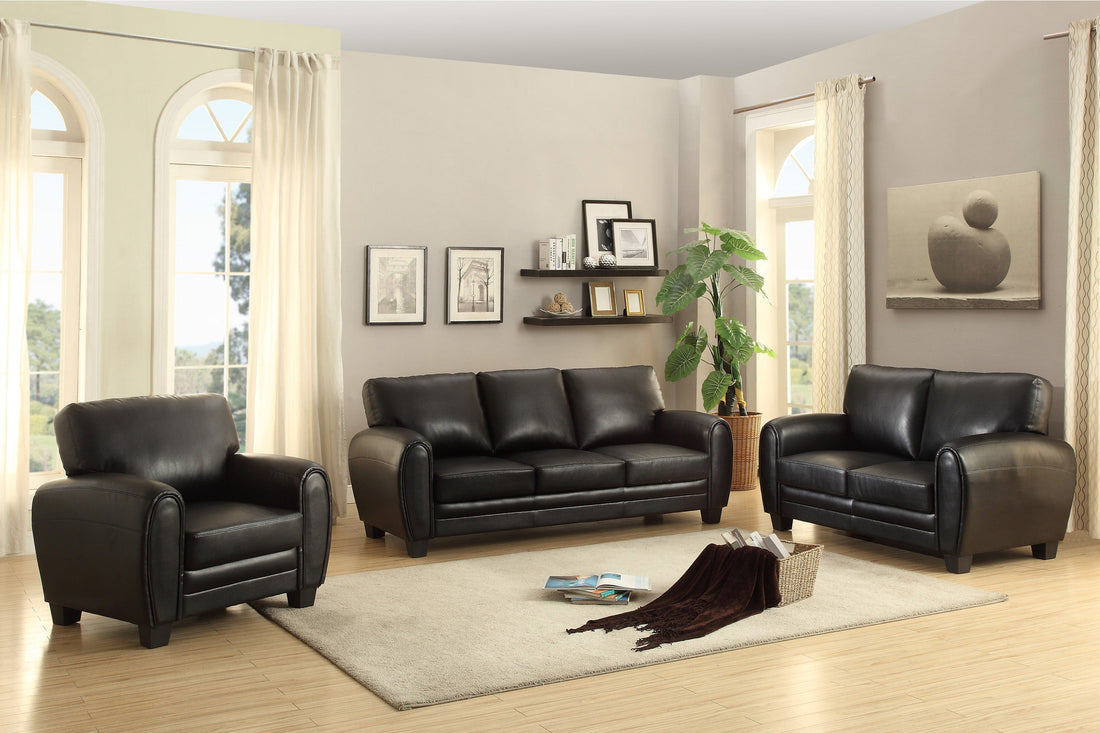 Rubin Black Faux Leather Chair - 9734BK-1 - Bien Home Furniture &amp; Electronics
