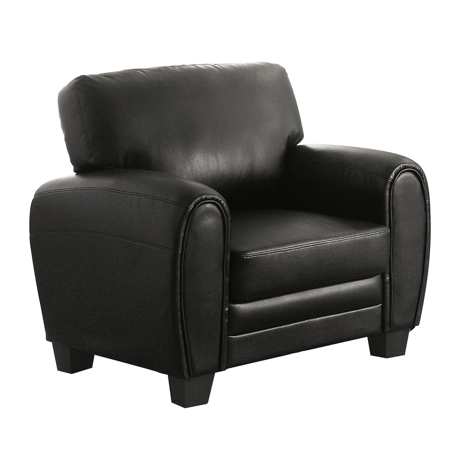 Rubin Black Faux Leather Chair - 9734BK-1 - Bien Home Furniture & Electronics
