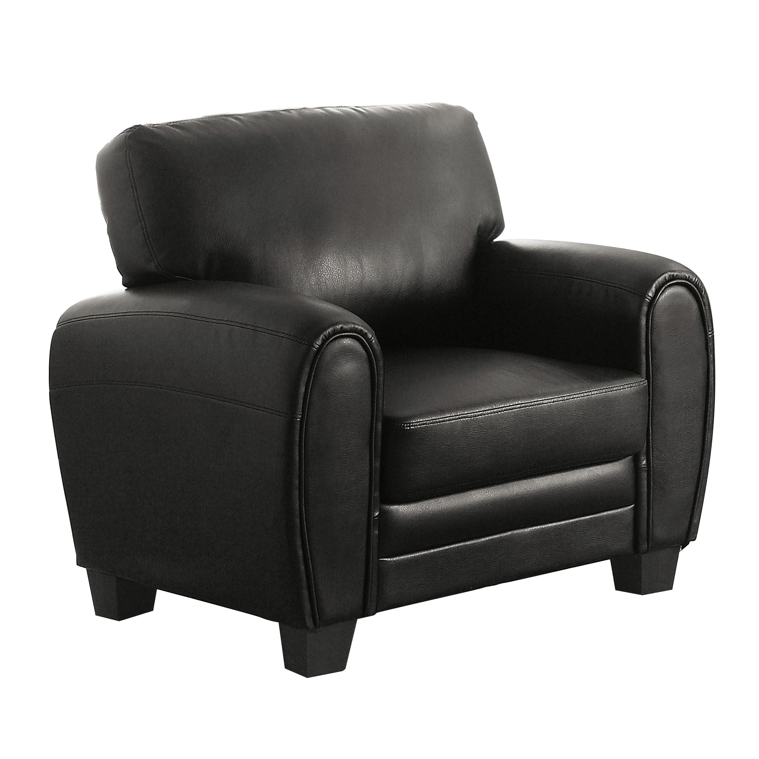 Rubin Black Faux Leather Chair - 9734BK-1 - Bien Home Furniture & Electronics