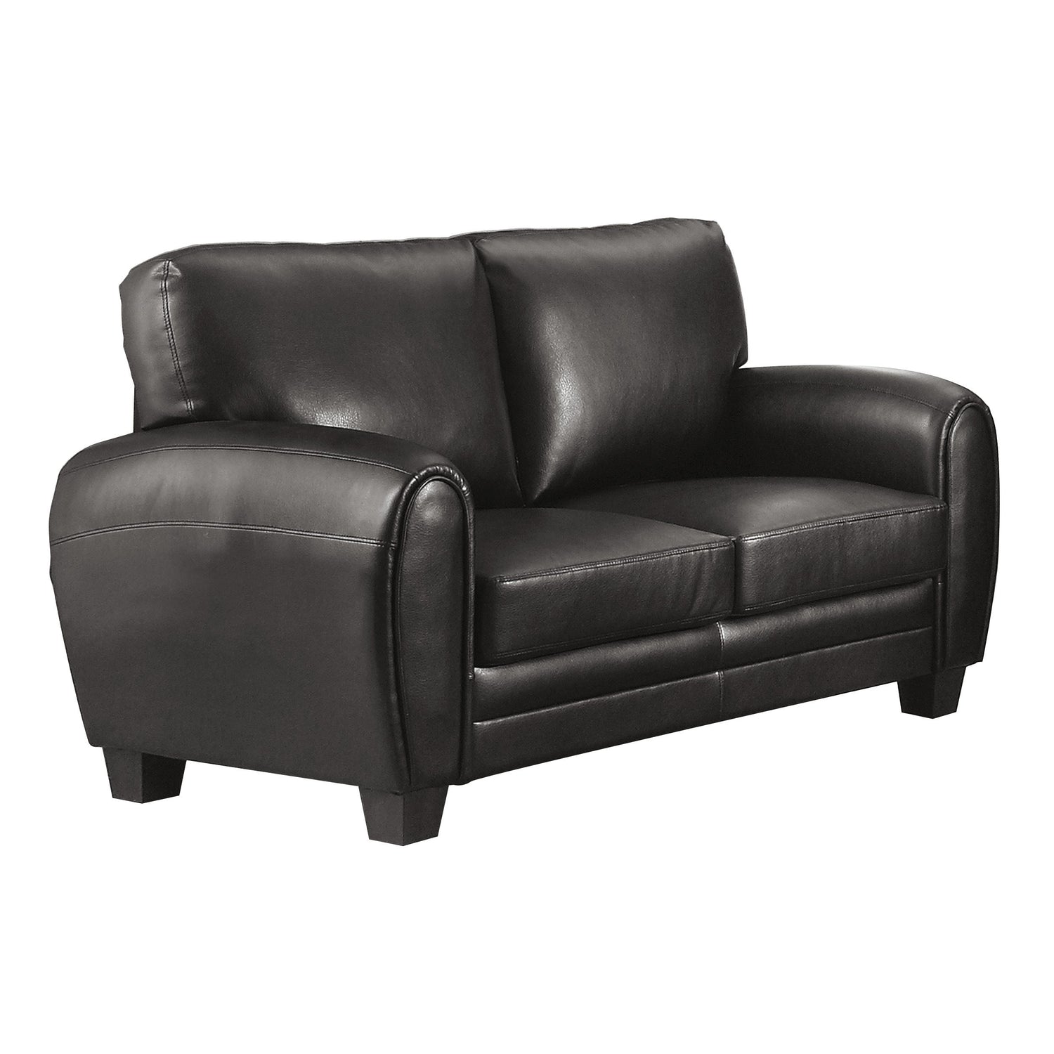 Rubin Black Faux Leather Loveseat - 9734BK-2 - Bien Home Furniture &amp; Electronics