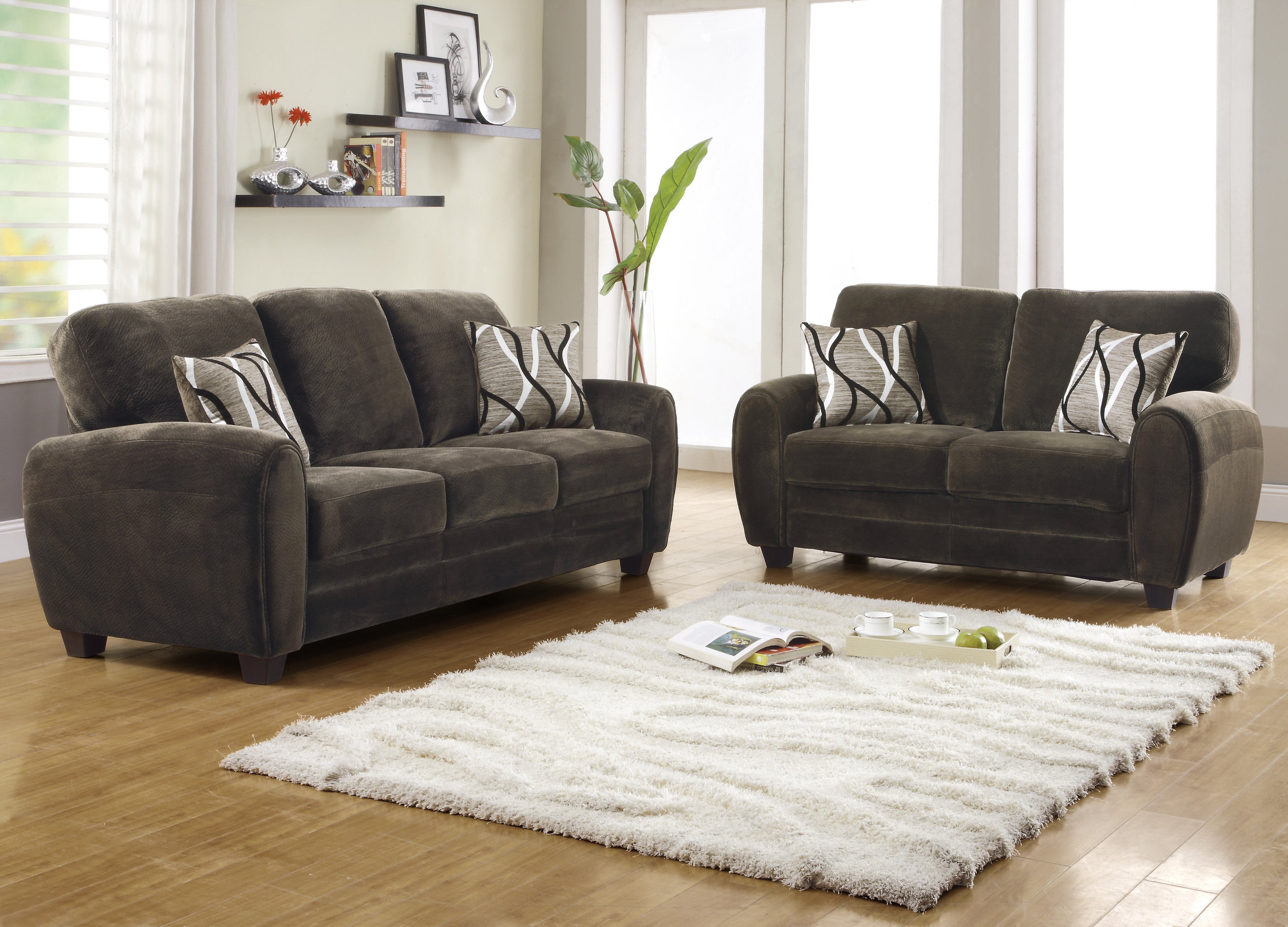 Rubin Chocolate Faux Leather Sofa - 9734CH-3 - Bien Home Furniture &amp; Electronics
