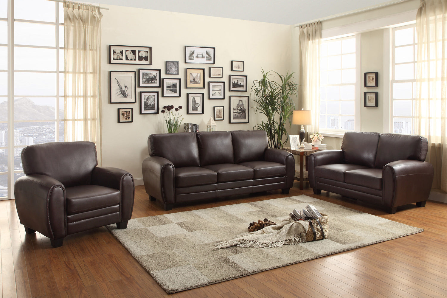 Rubin Dark Brown Faux Leather Chair - 9734DB-1 - Bien Home Furniture & Electronics