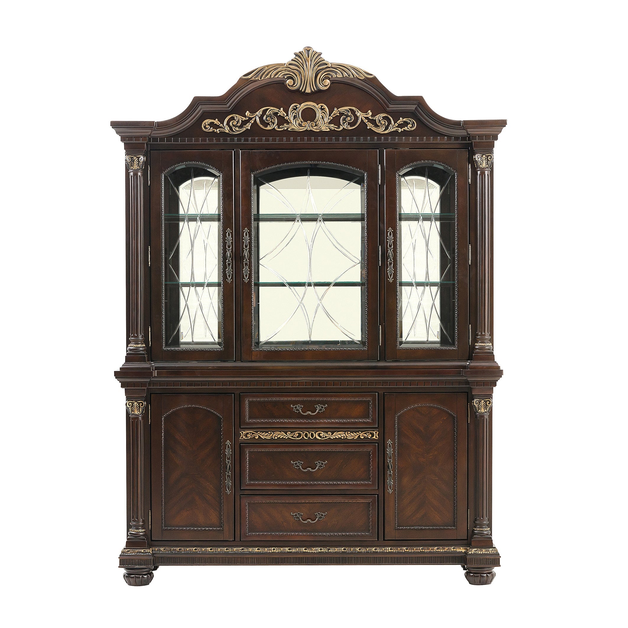 Russian Hill Warm Cherry Buffet & Hutch - SET | 1808-55 | 1808-50 - Bien Home Furniture & Electronics