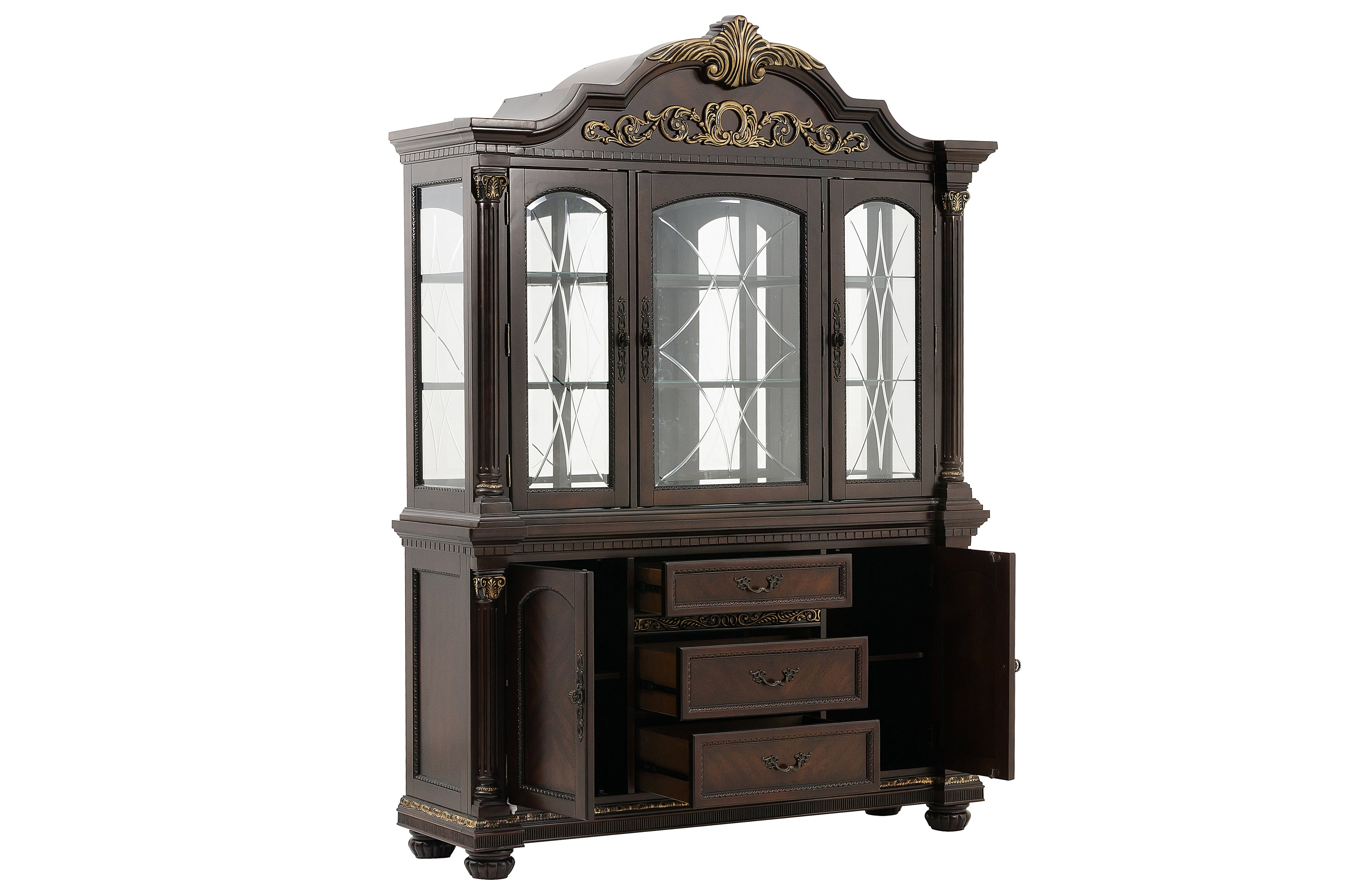 Russian Hill Warm Cherry Buffet & Hutch - SET | 1808-55 | 1808-50 - Bien Home Furniture & Electronics