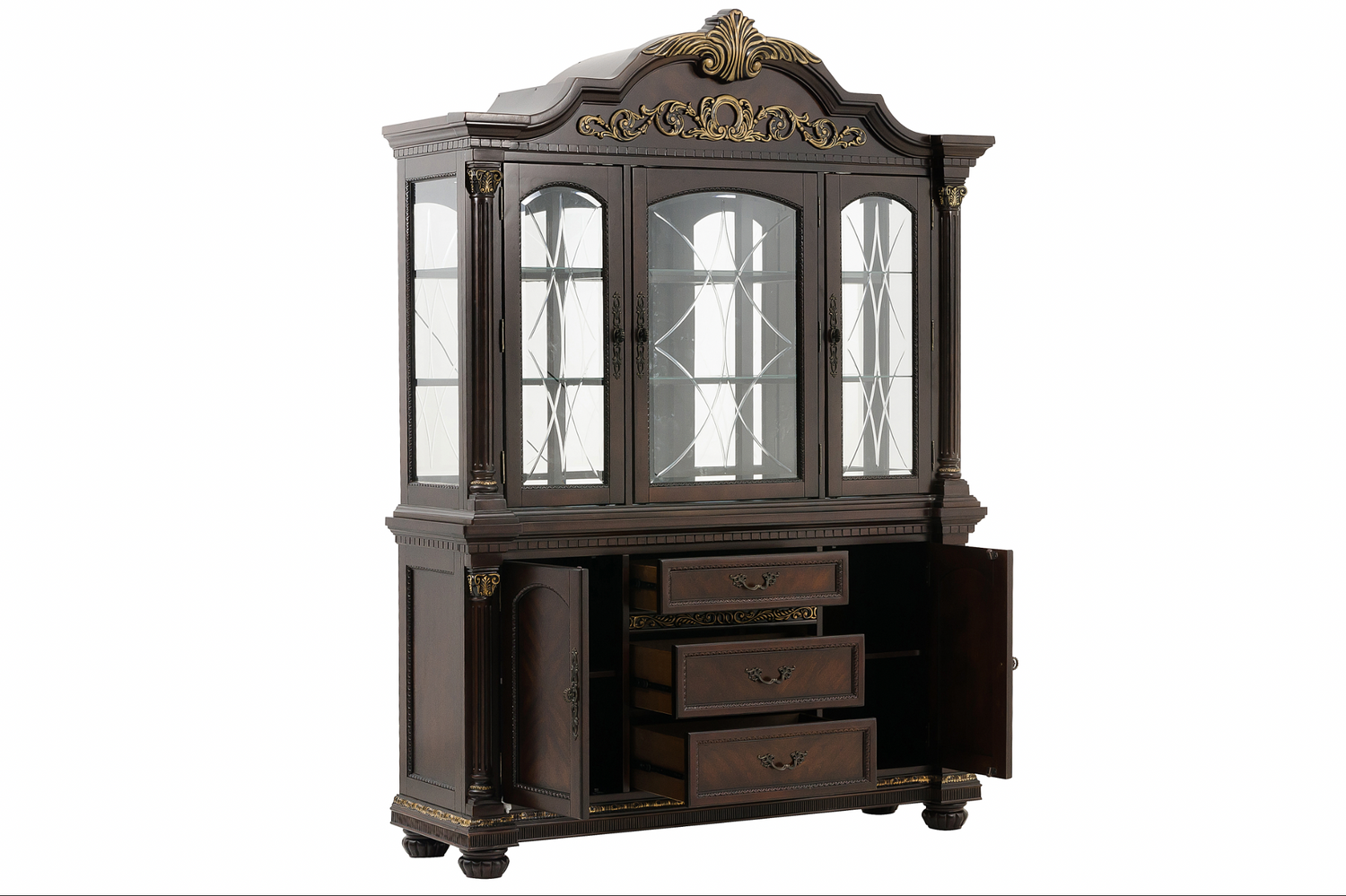 Russian Hill Warm Cherry Buffet & Hutch - SET | 1808-55 | 1808-50 - Bien Home Furniture & Electronics