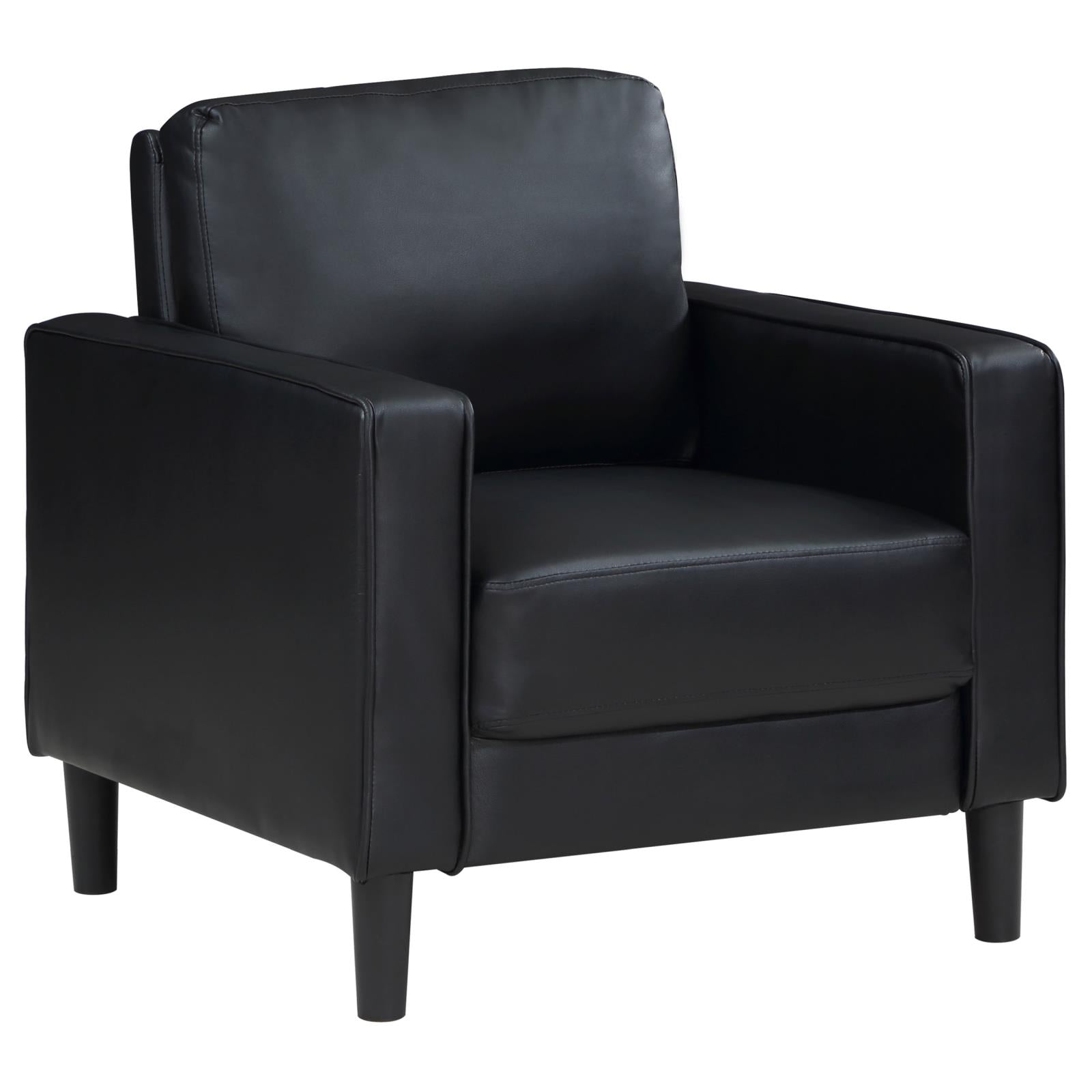 Ruth 3-piece Upholstered Track Arm Faux Leather Sofa Set Black - 508361-S3 - Bien Home Furniture & Electronics