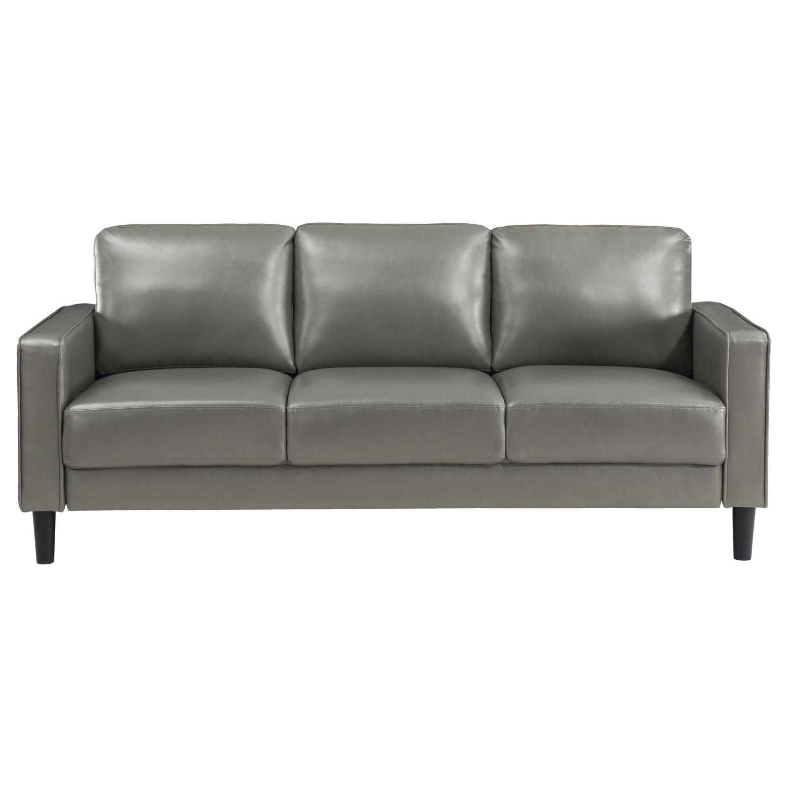 Ruth 3-piece Upholstered Track Arm Faux Leather Sofa Set Grey - 508365-S3 - Bien Home Furniture & Electronics