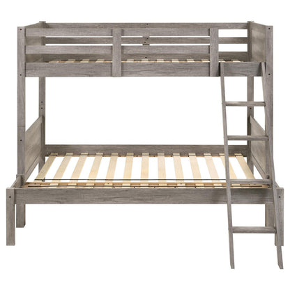 Ryder Weathered Taupe Twin over Full Bunk Bed - 400819 - Bien Home Furniture &amp; Electronics