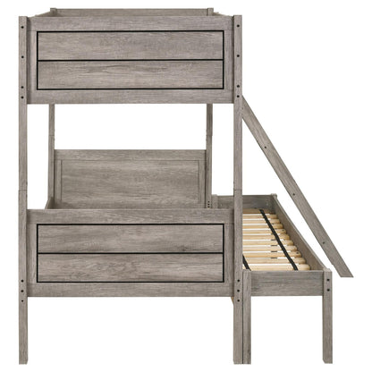 Ryder Weathered Taupe Twin over Full Bunk Bed - 400819 - Bien Home Furniture &amp; Electronics